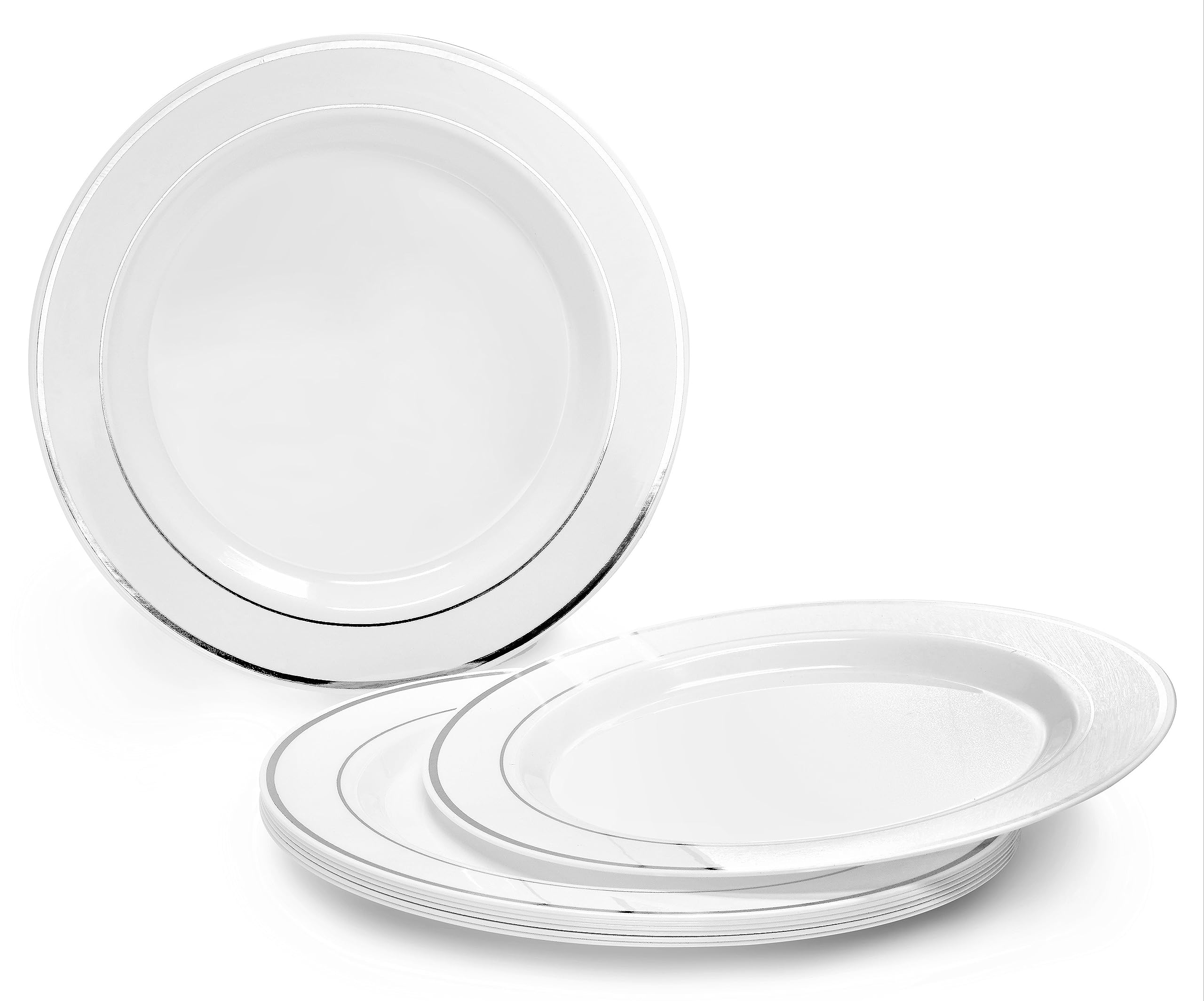 Occasions 50 Plates Pack (25 Guests)-Heavyweight Wedding Party Disposable Plastic Plate Set -25 X 10.5'' Dinner + 25 X 7.5'' Sal