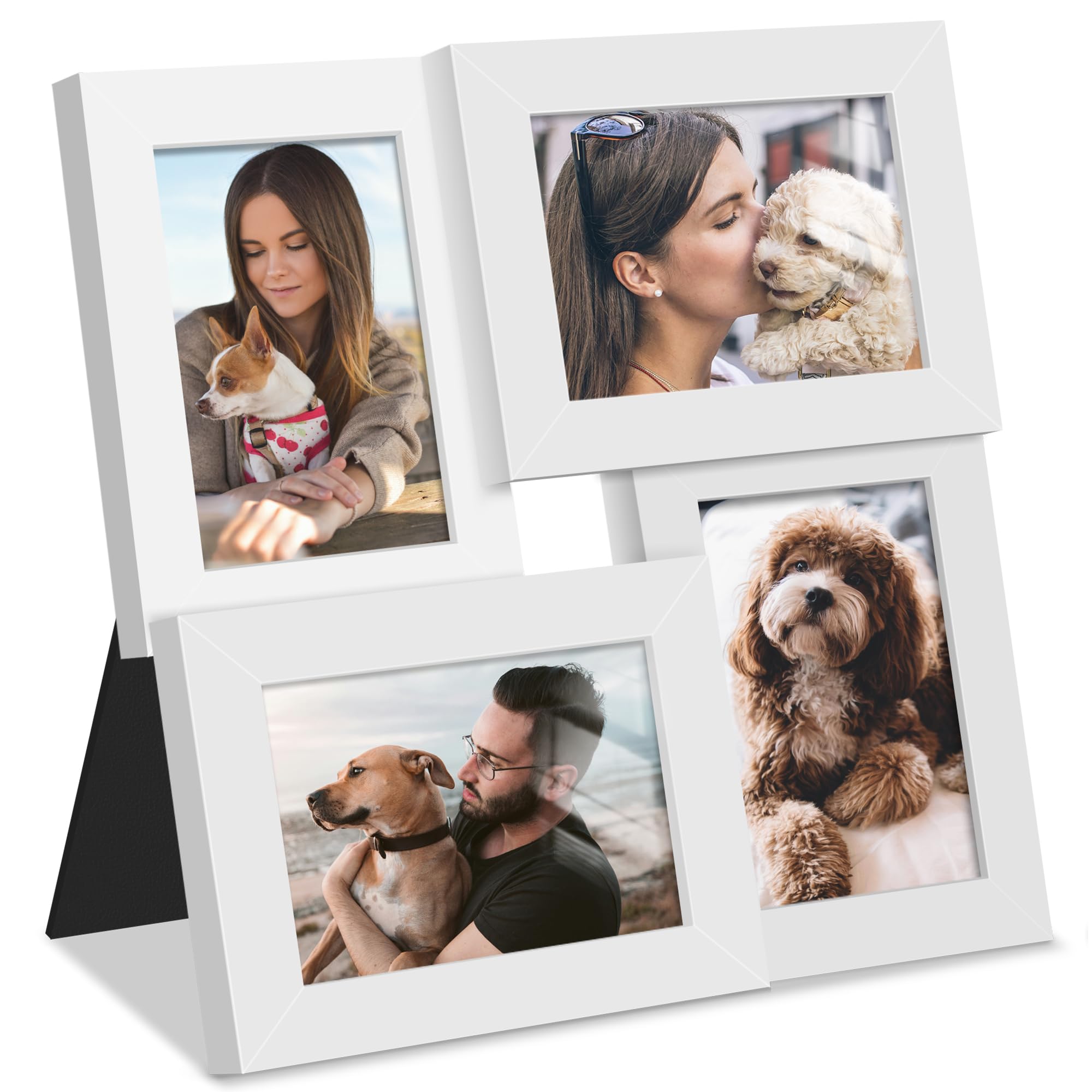 DUENPY 3.5x5 Picture Frame Tempered Glass Front Displays Four 3.5 x 5 Photos Frame Display for Tabletop and Wall Hanging Picture