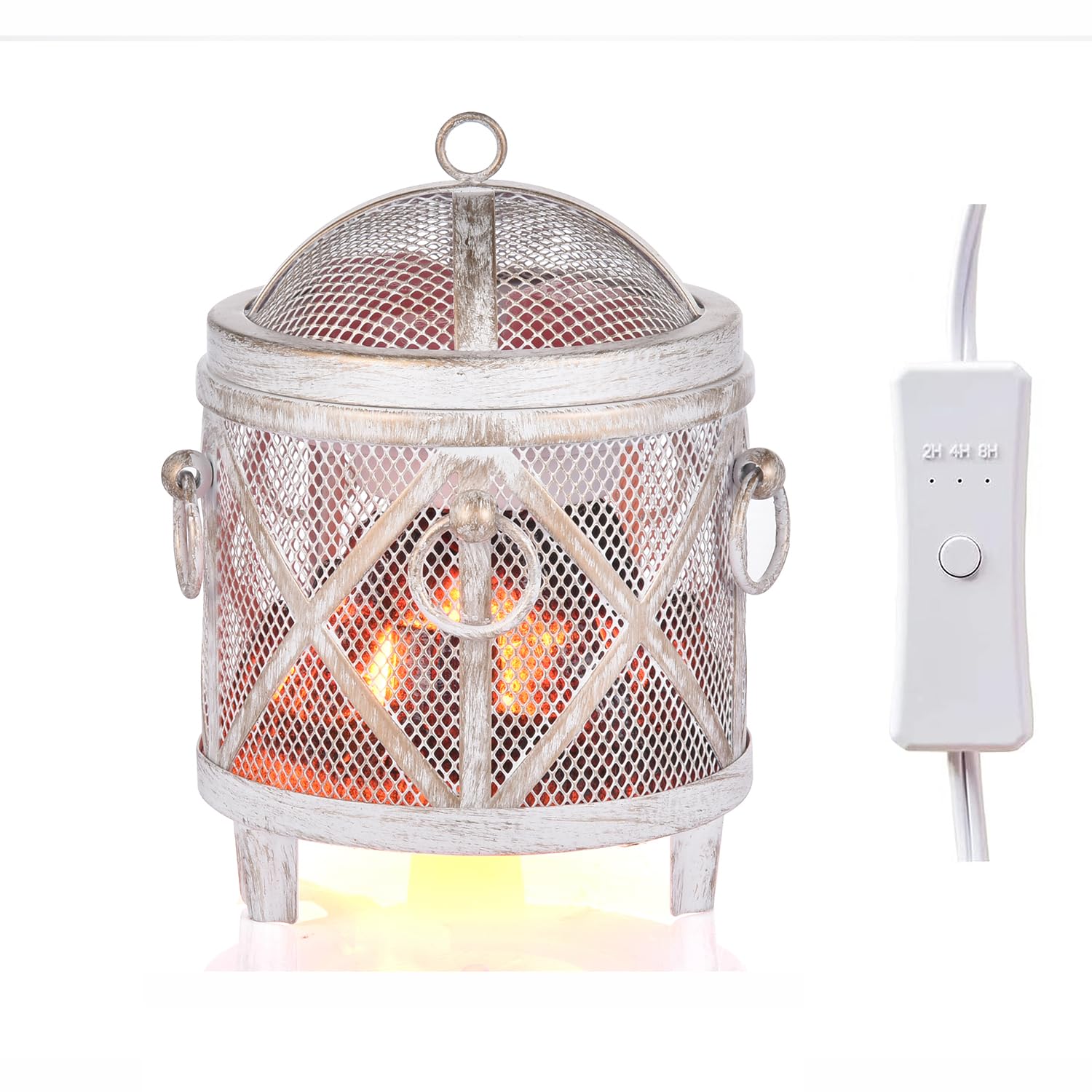 Dicimi Rustic Electric Wax Warmer, Fireplace Style Candle Warmer with Timer, 4-in-1 Wax Melt Warmer for Scented Wax/Oils/Wax Mel
