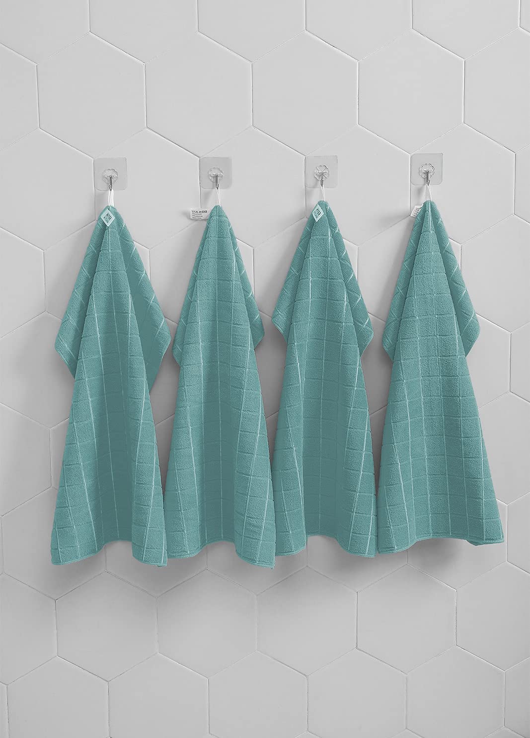 Microfiber Dish Towels - Soft, Super Absorbent And Lint Free Kitchen Towels - 8 Pack (Lattice Designed Lake Blue Colors) - 26 X