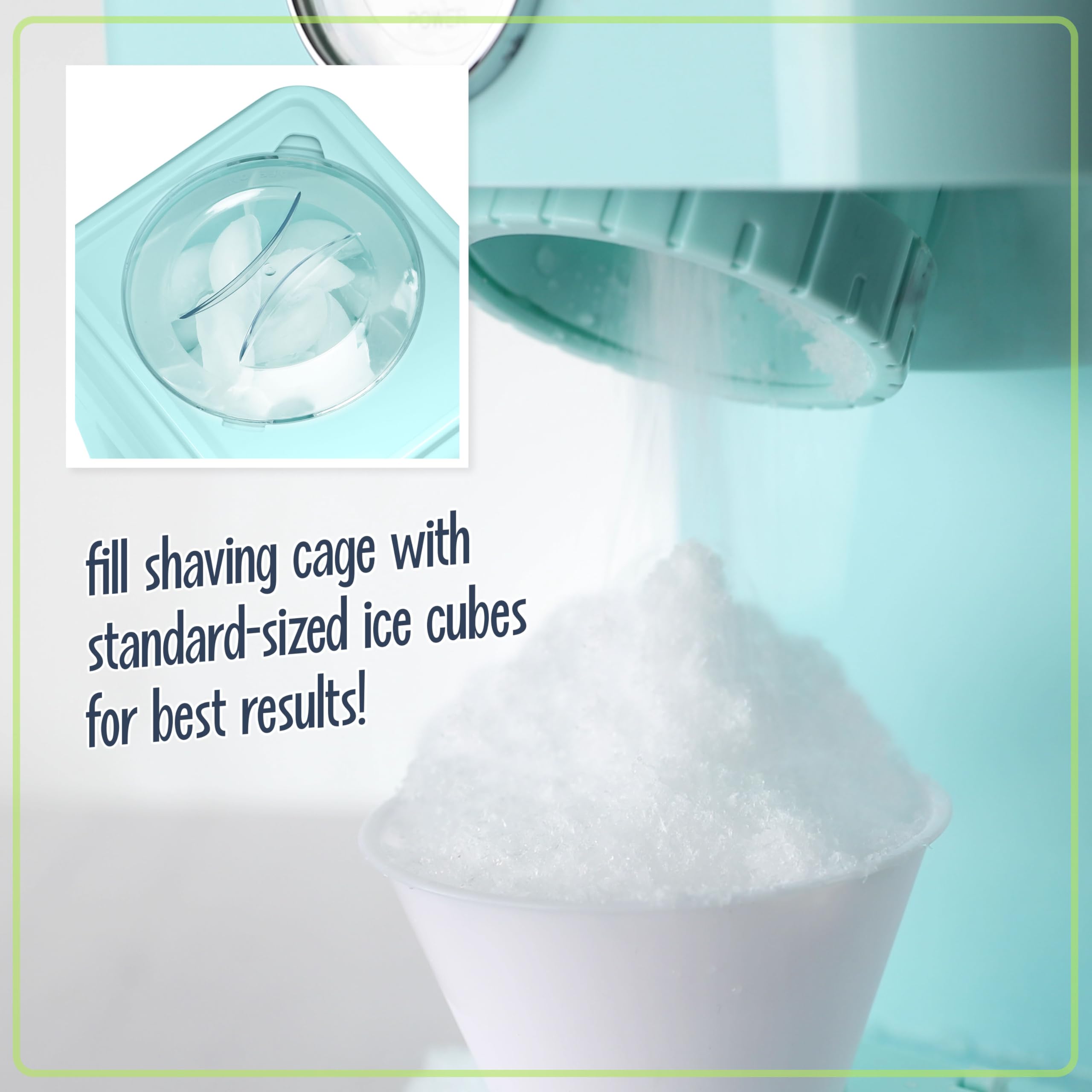 Nostalgia Snow Cone Shaved Ice Machine - Retro Table-Top Slushie Machine - Includes 1 Reusable Plastic Cup - Aqua