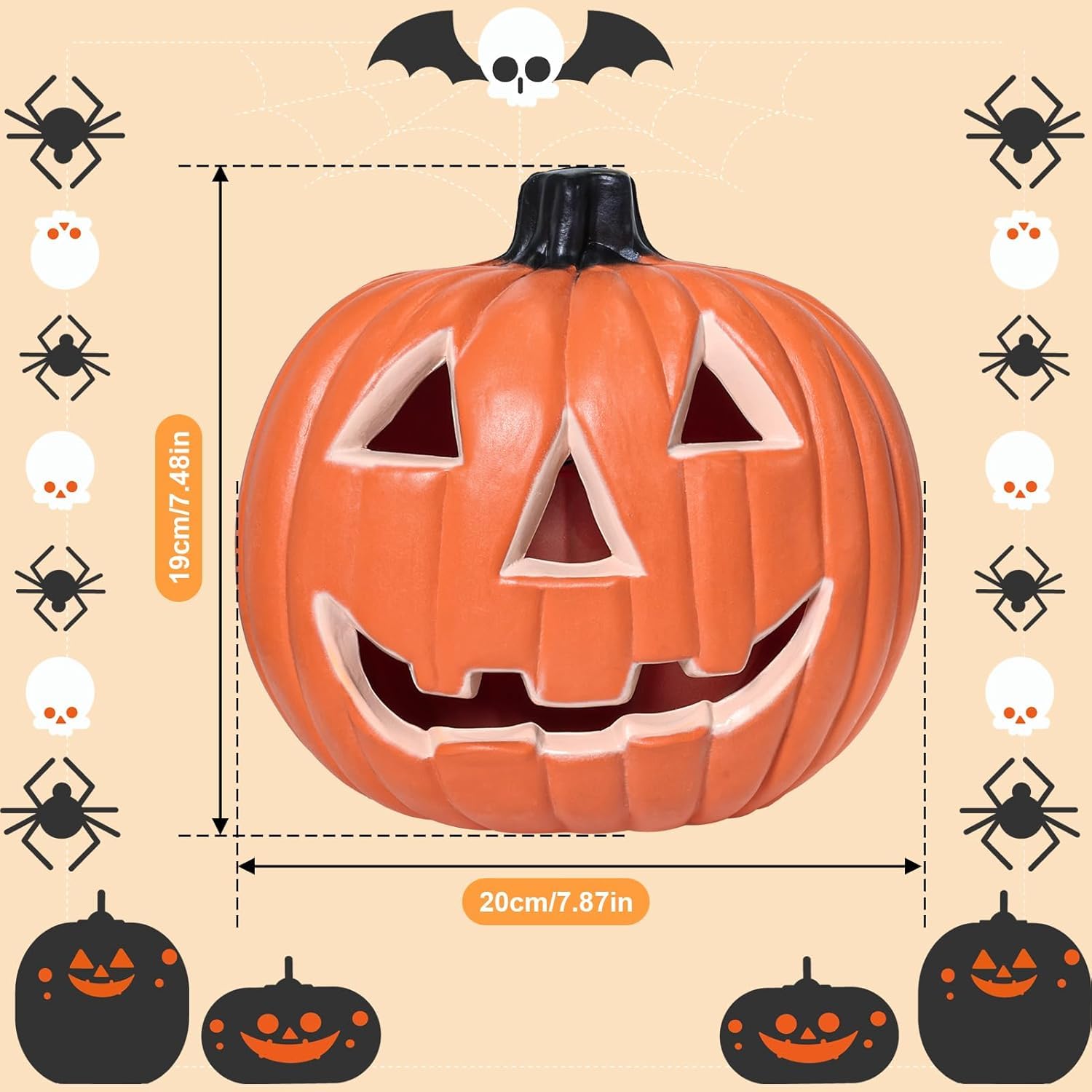 Halloween Pumpkin Decorations, 8 LED Halloween Pumpkin Lantern, Classic Pumpkin Shape with Traditional Smile Face for Table, , P