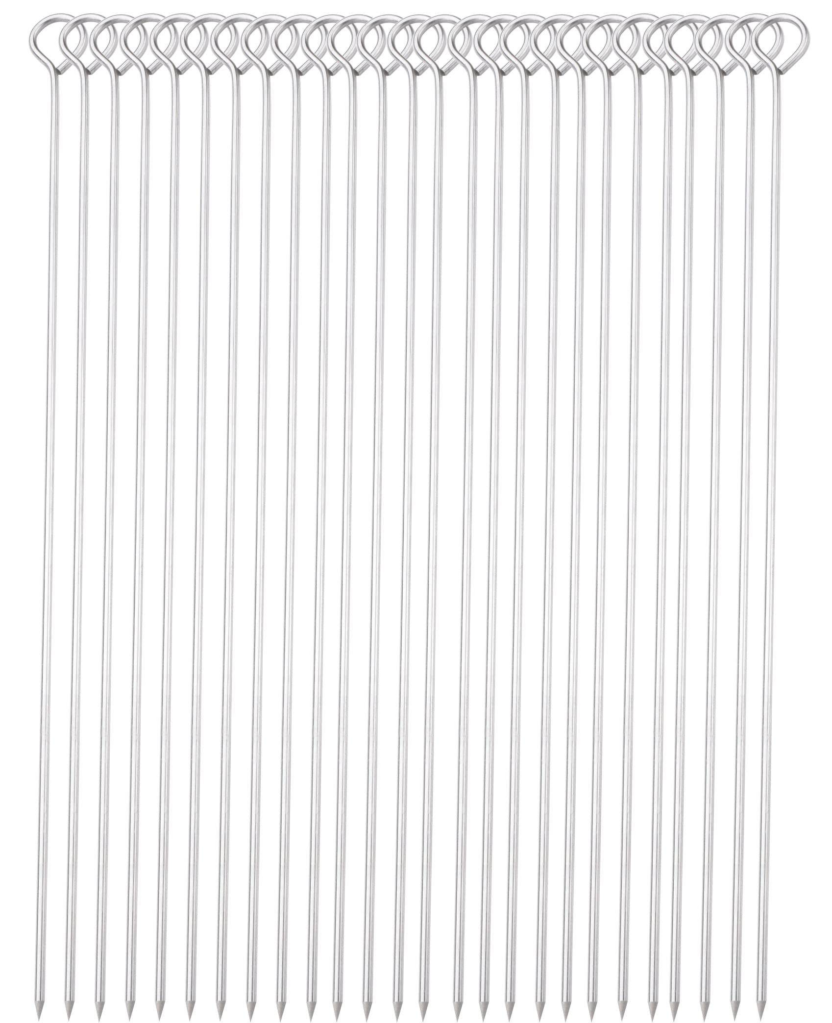HONSHEN 12 Inch Long Metal BBQ Kabob, Stainless Steel Skewers Shish Kebab Skewers 30 Pack (12Inch BBQ Skewers-30p)
