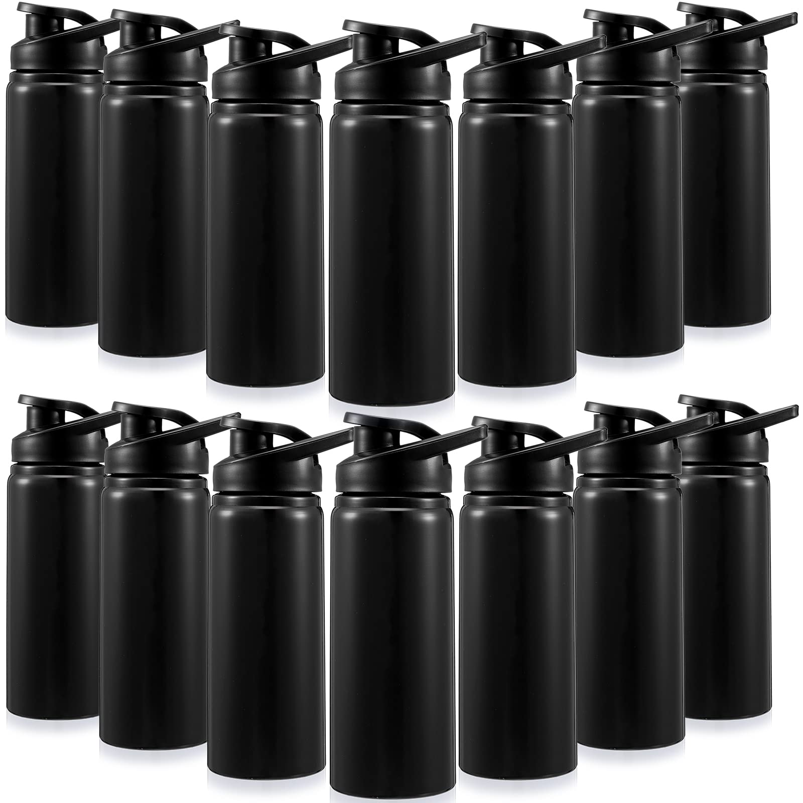 Gandeer 14 Pack Aluminum Water Bottles Bulk 17 oz Reusable Sport Water Bottles with Snap Lid Leakproof Lightweight with Handle f