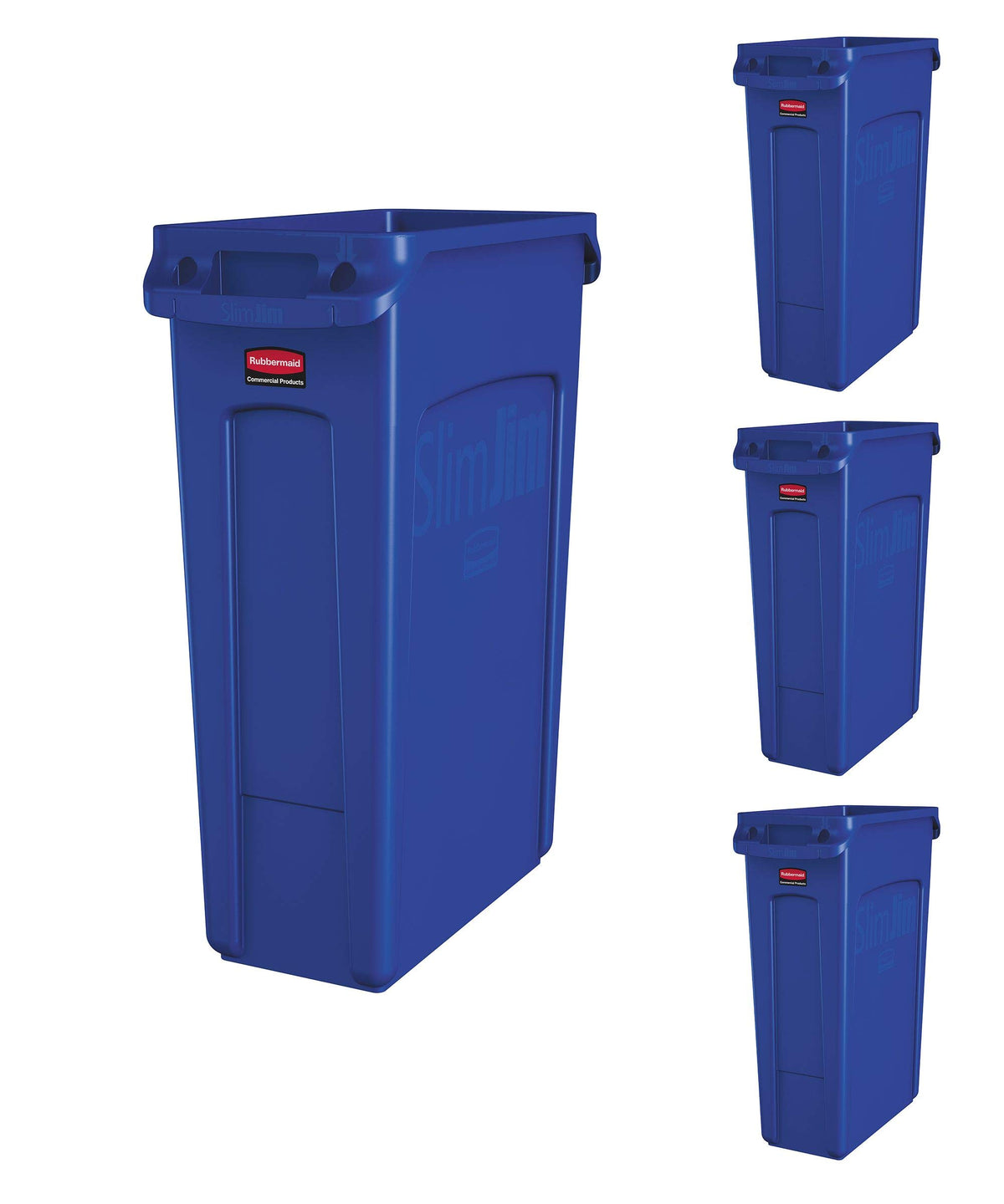 Rubbermaid Commercial Products Slim Jim Trash/Garbage Can With Venting Channels, 23-Gallon, Blue, For Kitchen/Office/Workspace,