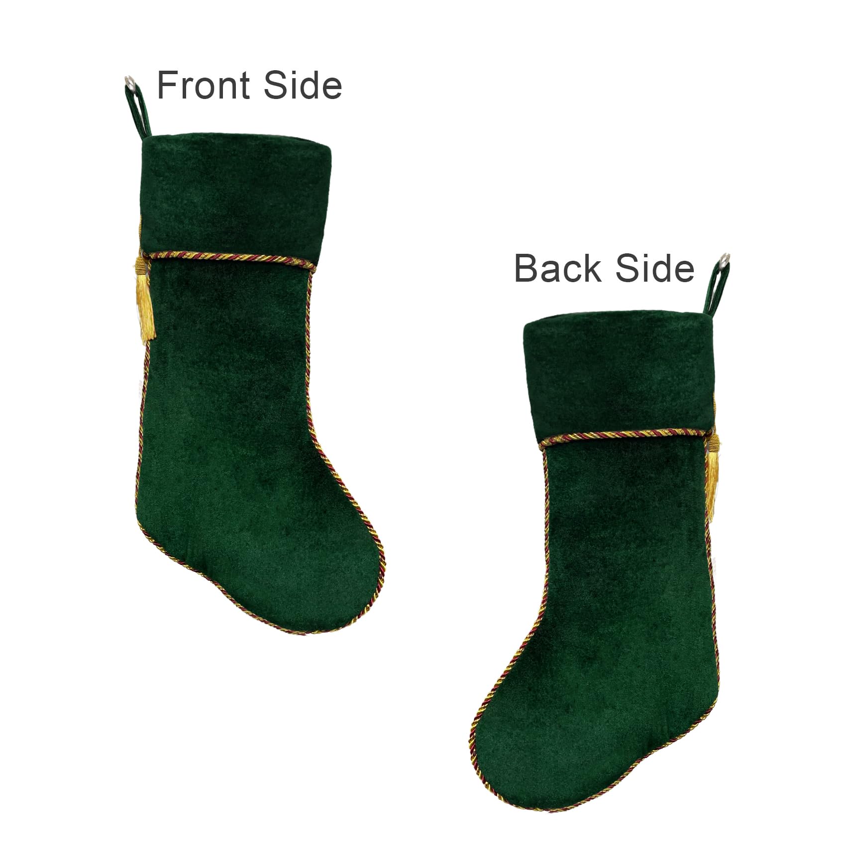 Ugiftcorner Green Christmas Stockings 5 Pack Velvet Christmas Stockings with Green Tassel Decorations for Fireplace Holiday Part
