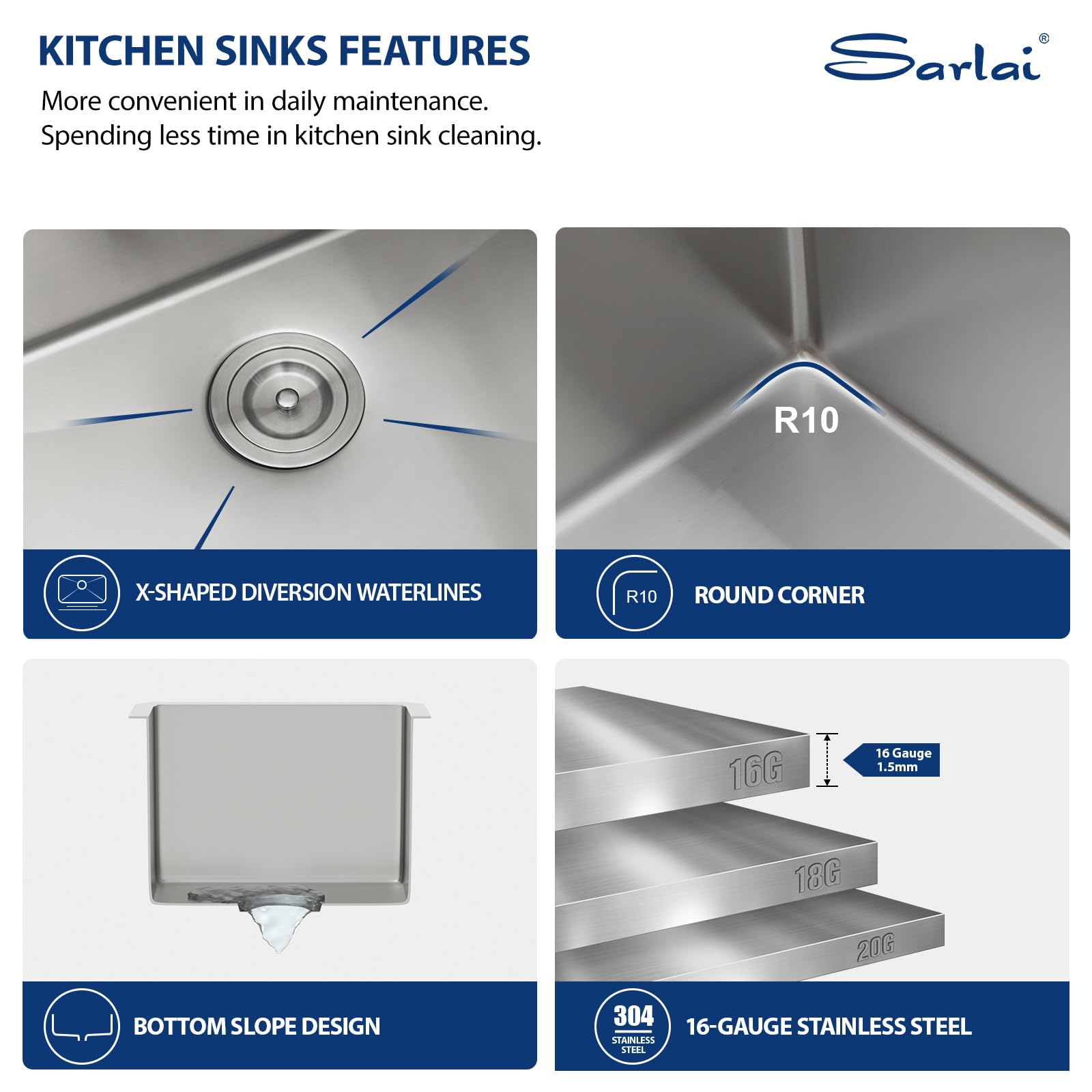 Sarlai Bar Sink Undermount - 12X18X8 Bar Prep Kitchen Sink 16 Gauge 8 Inch Stainless Steel Sink Single Bowl Deep Rv Camper Outdo