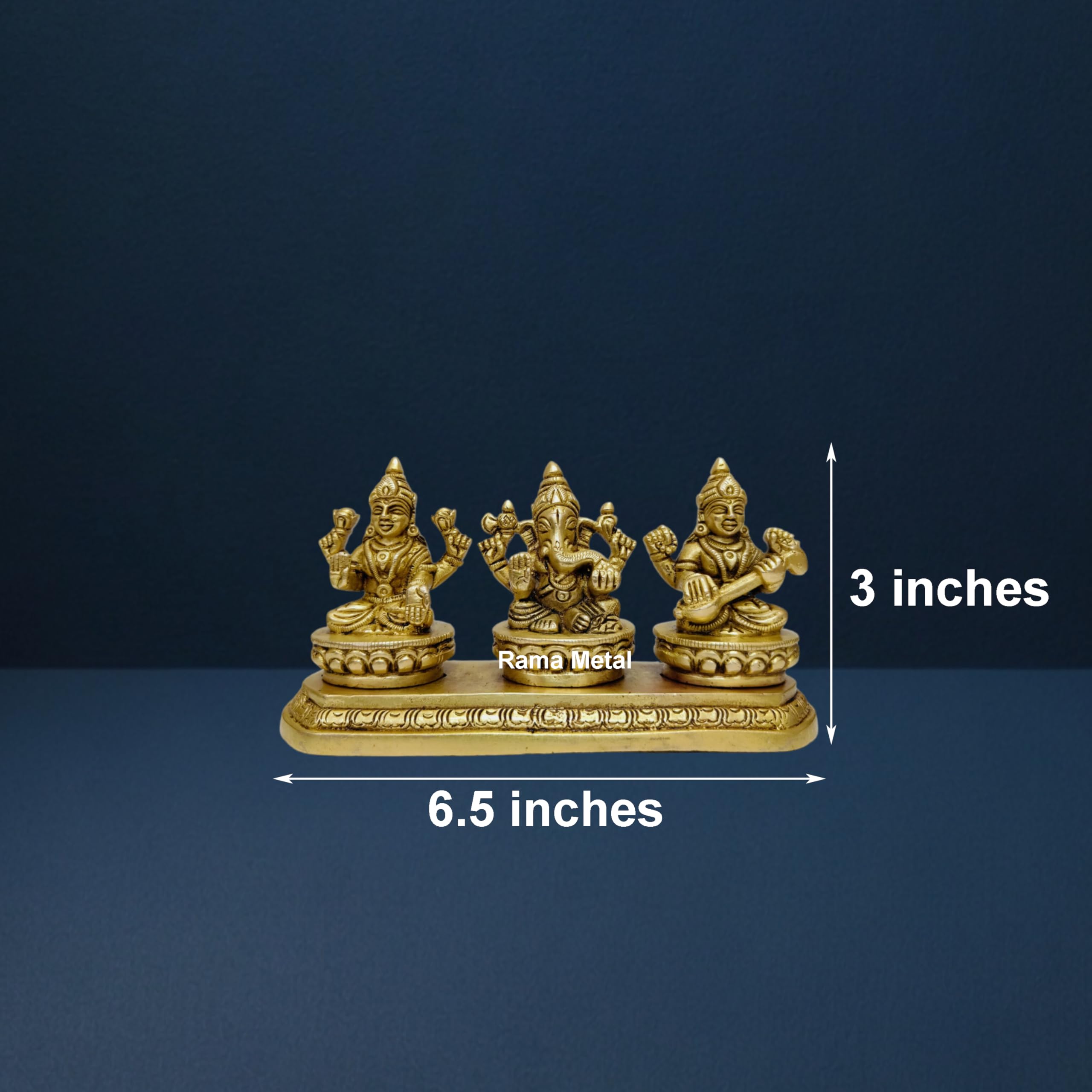 Rama Metal Brass Laxmi Ganesh Saraswati Murti Set Of 3 Ganapati Goddess Devi Lakshmi And Maa Devi Saraswati Idol