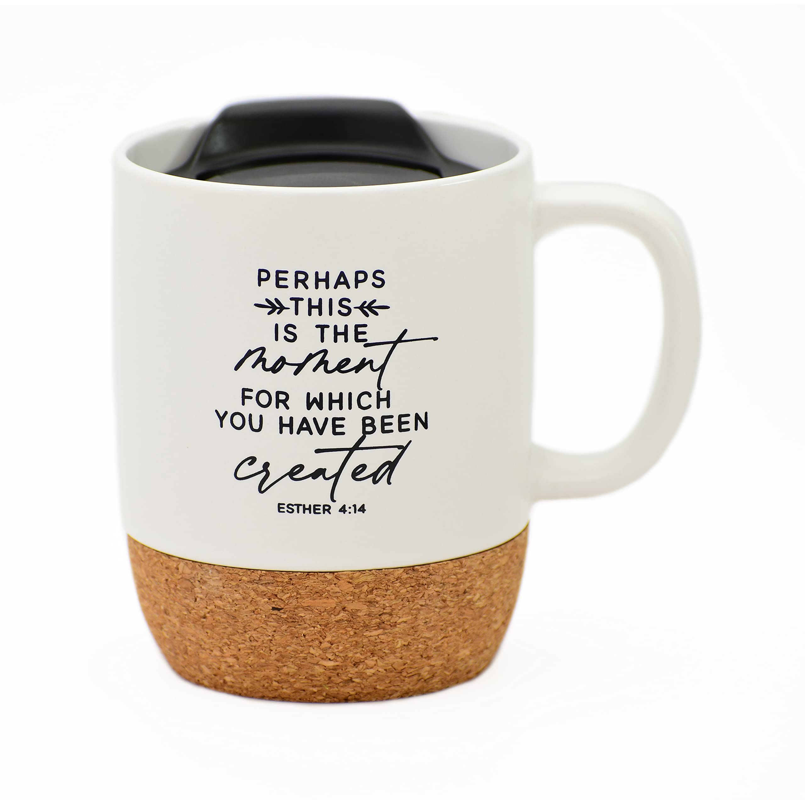 Ceramic Designer Coffee Mug | Perhaps This Is The Moment For Which You Have Been Created Esther 4:14 | Holds 14 Ounces | Cork Bo