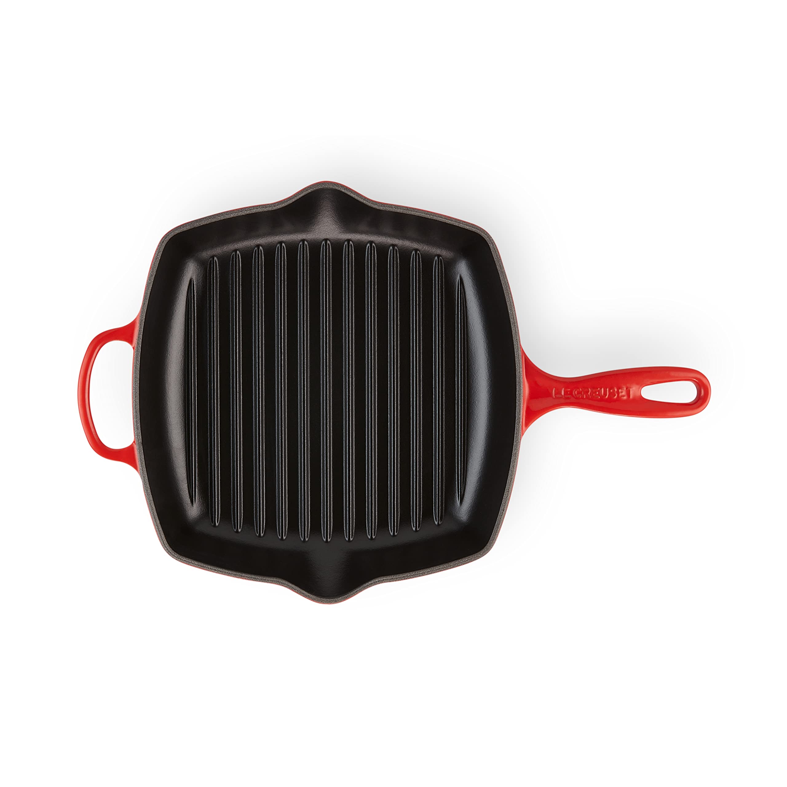 Le Creuset Enameled Cast Iron Signature Square Skillet Grill, 10.25'', Cerise