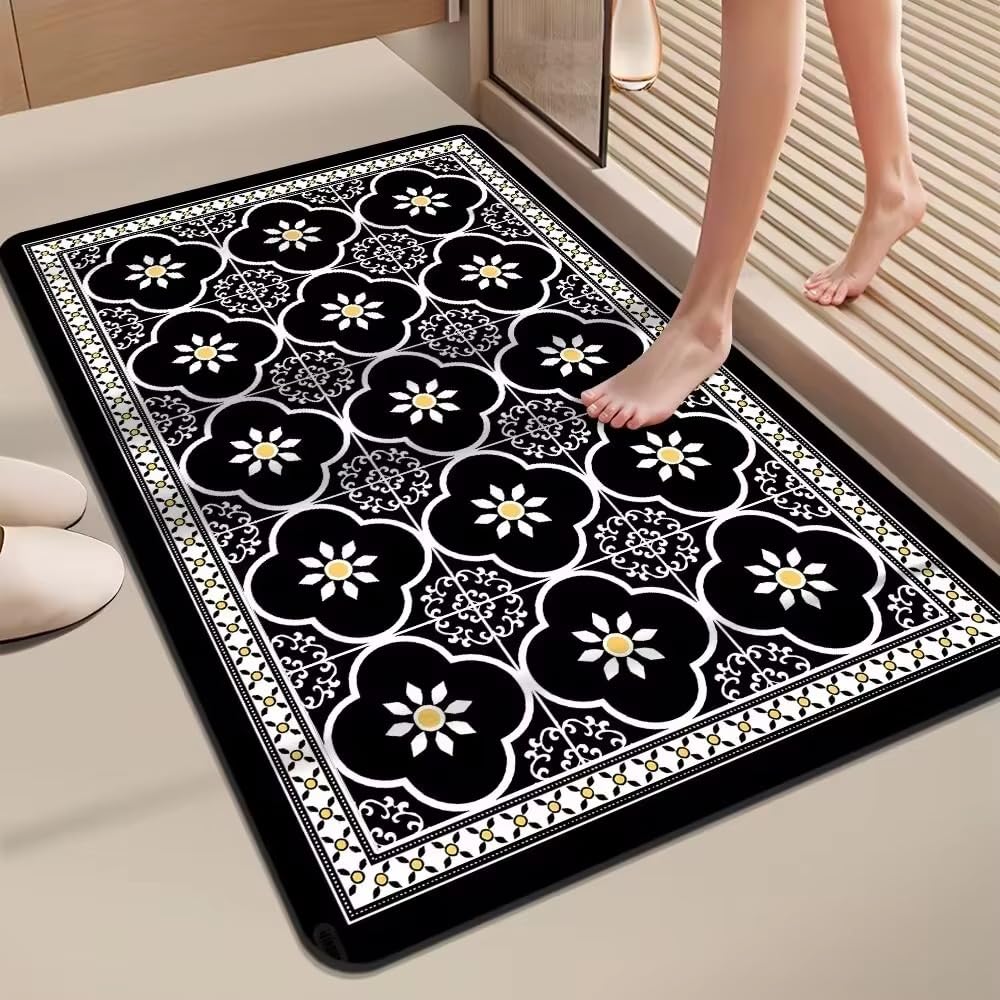 Vhkd Water Absorbent Rectangular Mats For Bathroom Kitchen Door Mat Anti Slip Skid Bath Mat 58X38Cm (Design 7)