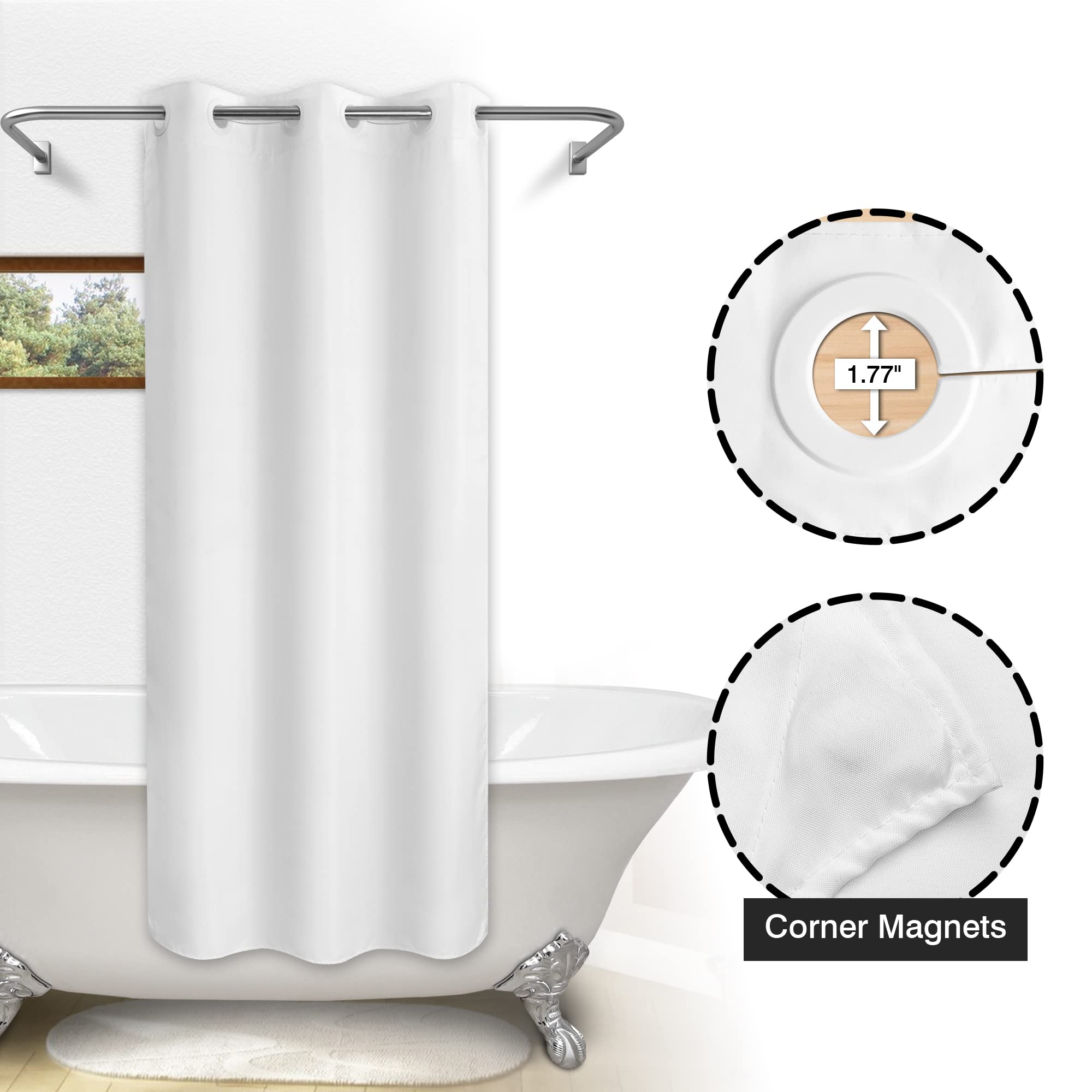 River Dream No Hook Stall Shower Curtain Or Liner 36 '' Wide - Soft Microfiber Small Shower Curtain With Magnets For Narrow Stal