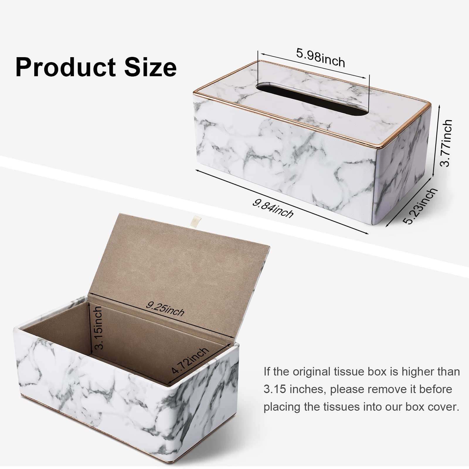 Tissue Box Cover Rectangular, Pu Leather Tissue Box Holder For Kleenex, Napkin, Rectangle Tissue Box Covers, Tissue Holder For B
