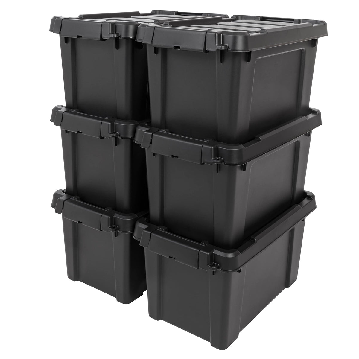 Iris Usa 5 Gallon Lockable Storage Bins With Lids, 6 Pack - Made In Usa, Heavy Duty, Stackable Containers, Garage Organizing Bin
