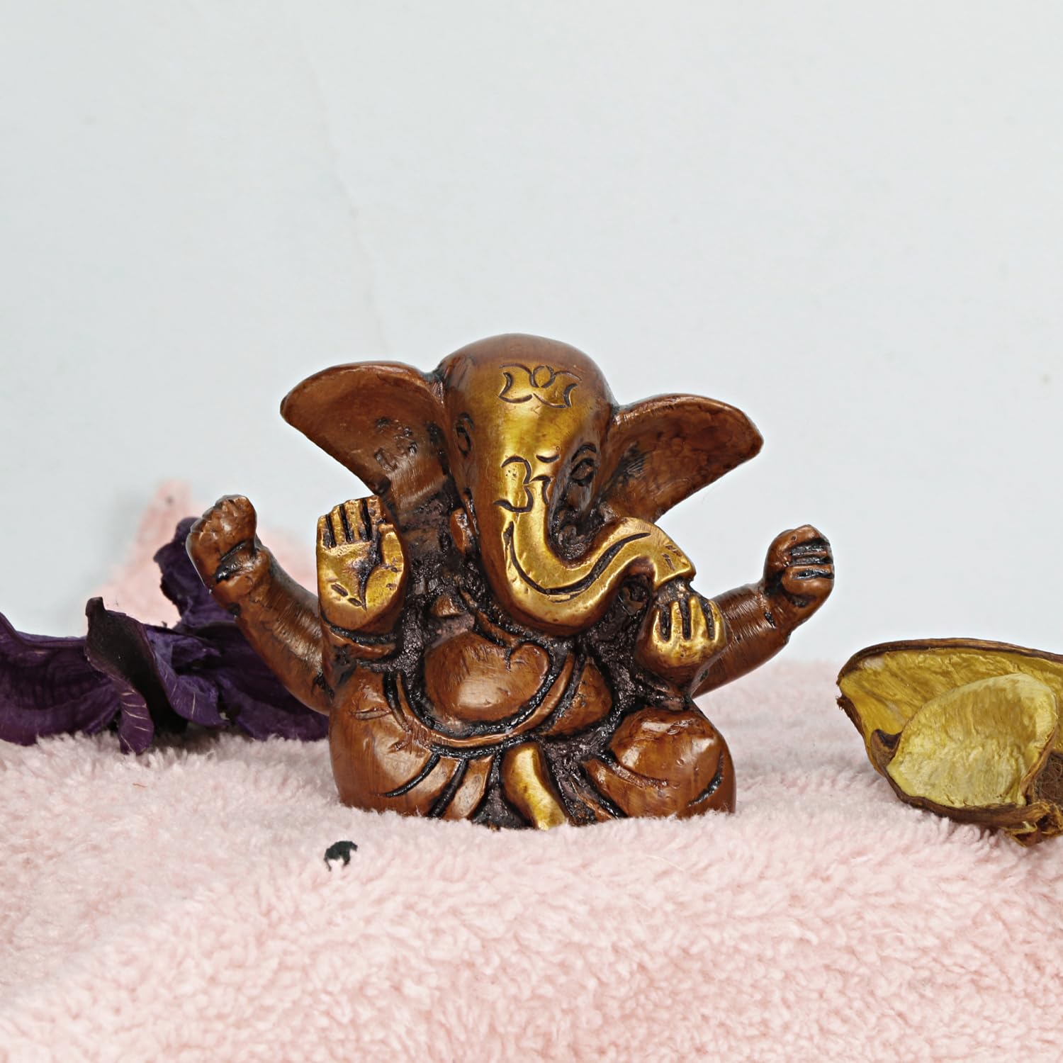 Platinum Brass- Pure Certified Brass Lord Appu Ganesha 5Cm Idol For Home | Ganesh Murti | Unique Handmade Design For Desk, Car,