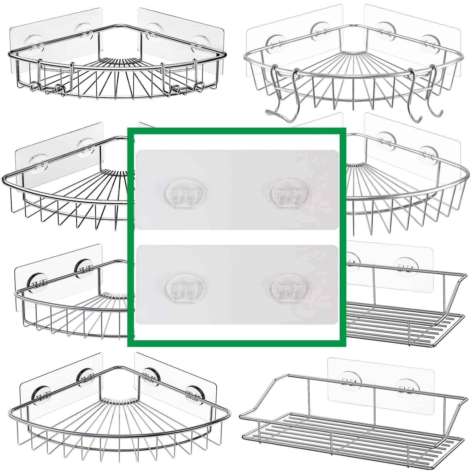 Starich Shower Caddy Adhesive Replacement, Shower Shelf Adhesive, Shower Adhesive Strips, Adhesive Stickers Transparent 2 Hooks