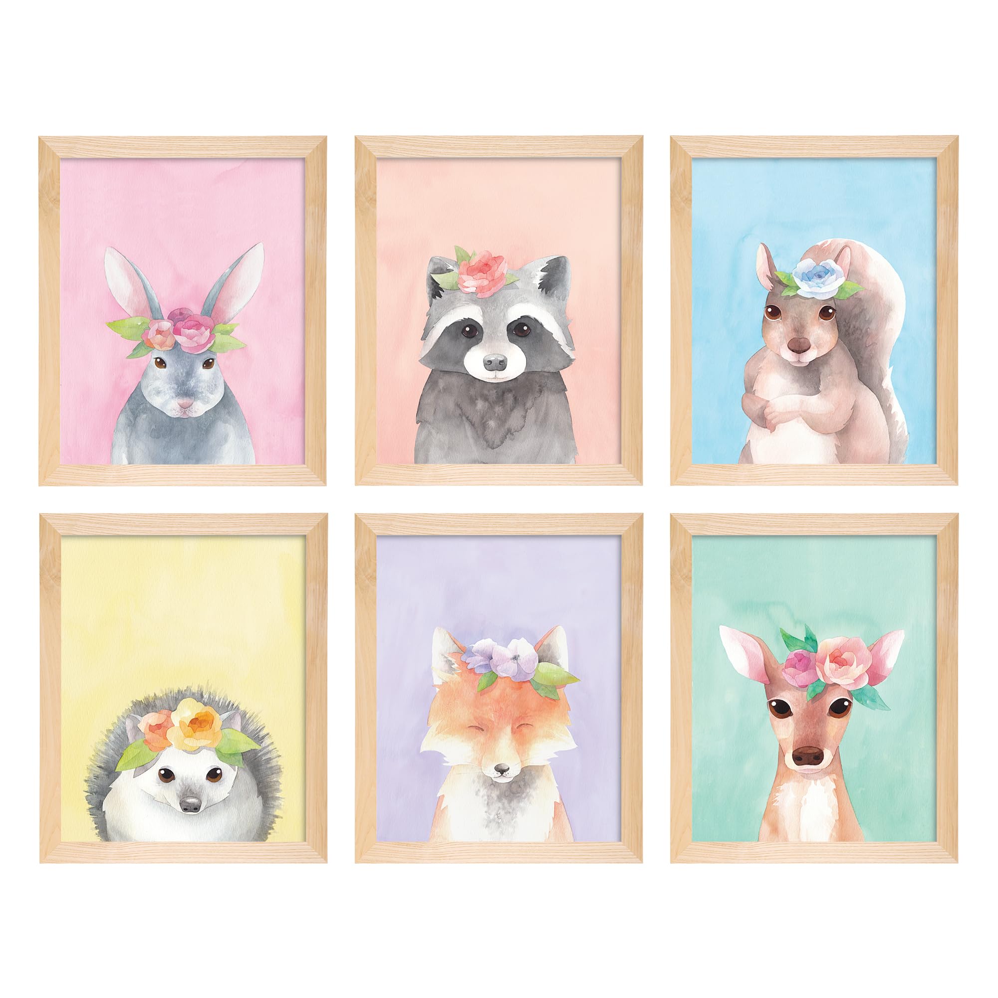 L&O Goods Woodland Animals Nursery Room Decor | Boy & Girl Wall Art | Watercolor Prints | Set Of 6 Posters With Frame For Kid Be