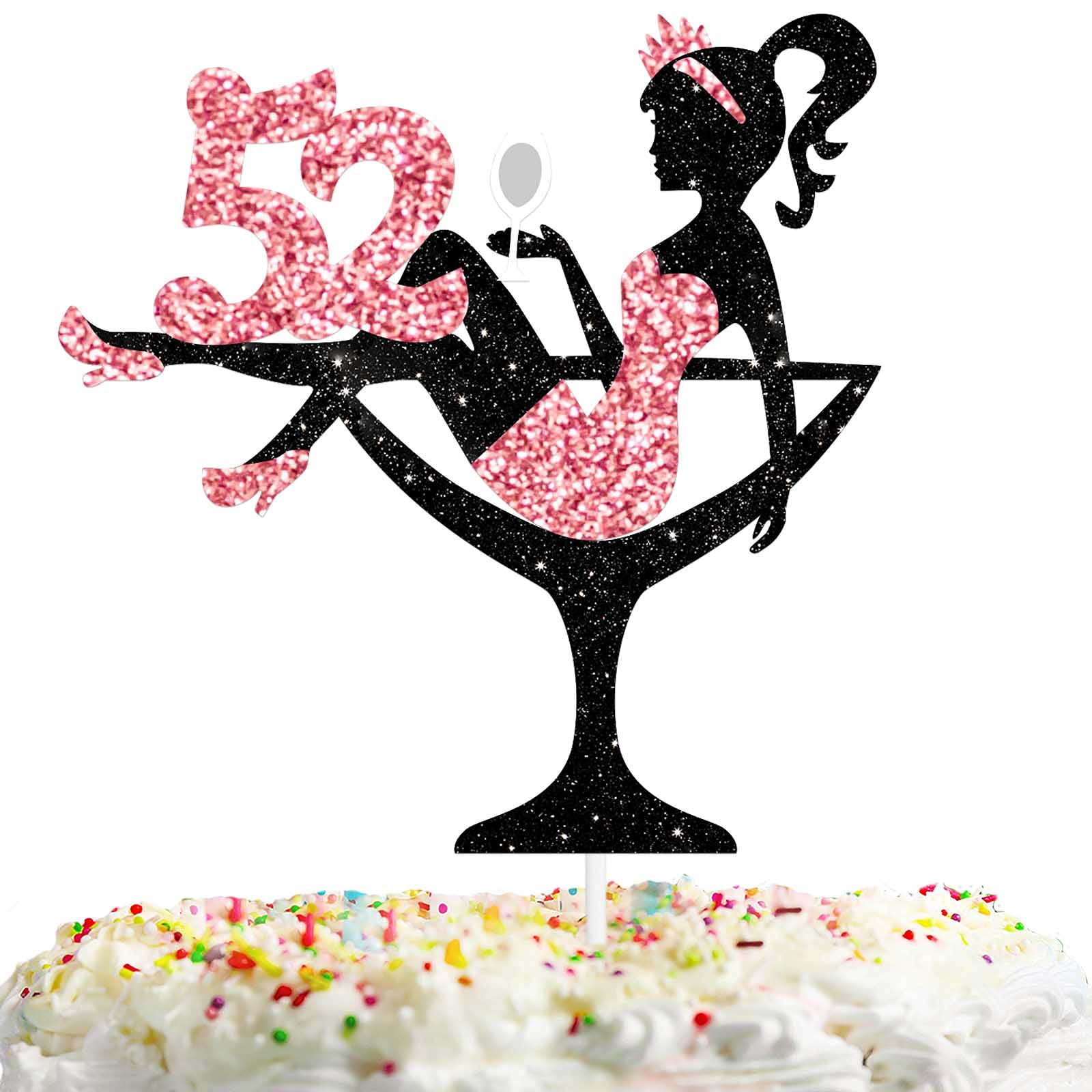 Sitting Girl Cake Topper Picks For Girl Lady 52Nd Birthday Makeup Spa Theme Party Decoration Supplies 52 Silhouette High Heeled