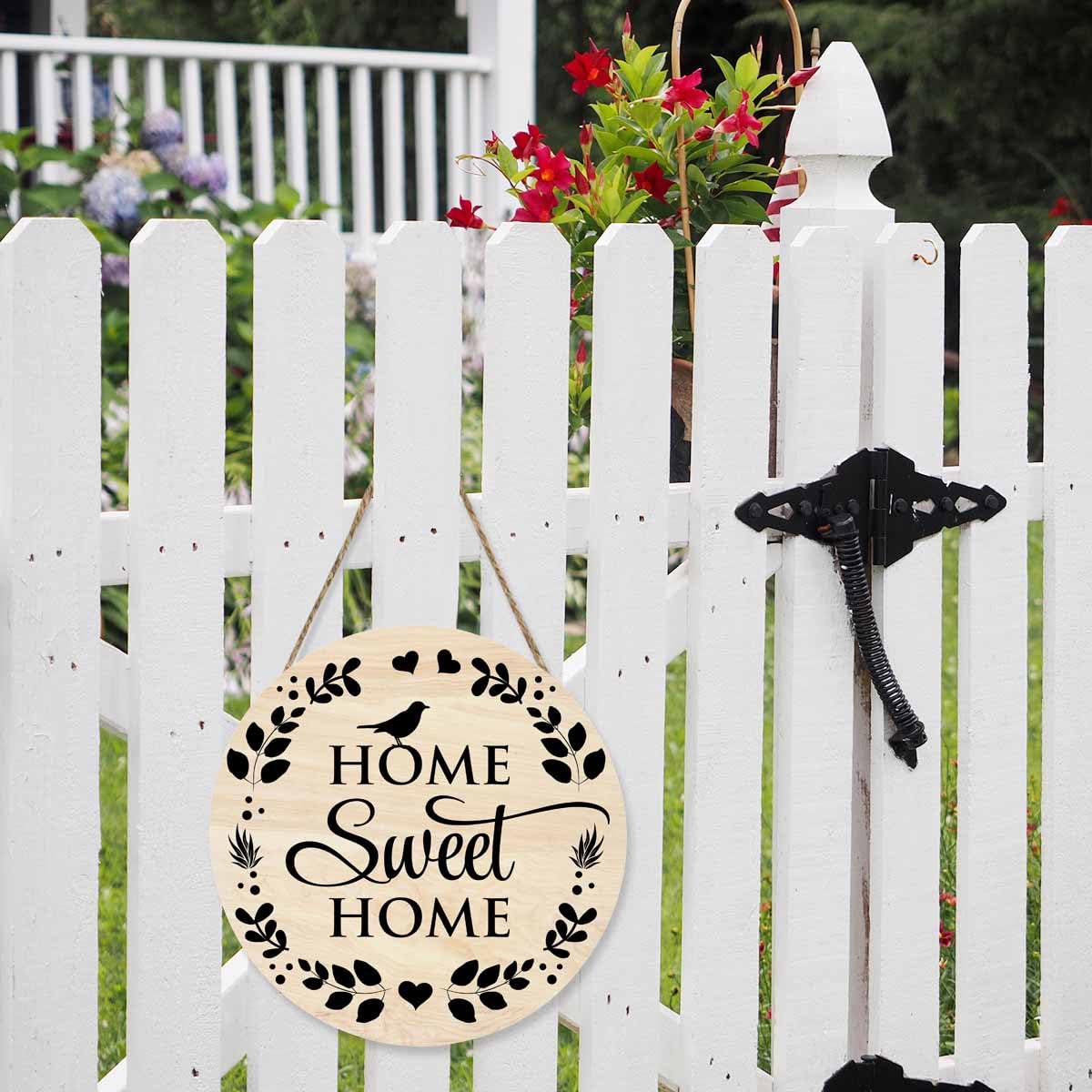 Beabes Welcome Sign Front Door Decoration Home Sweet Home Outdoor Indoor Wall Hanging Decorations 12x12in