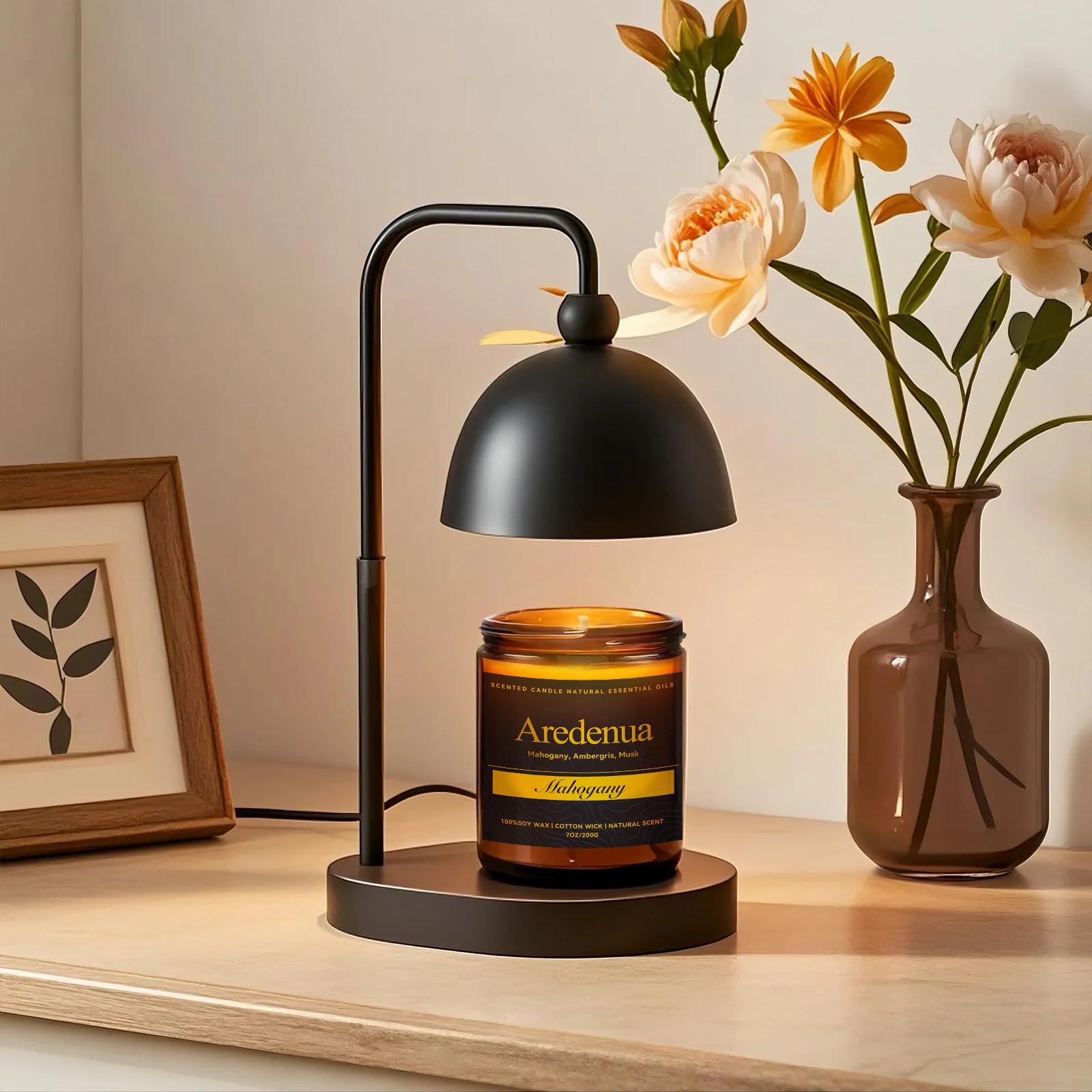 Mahogany Candle - Soy Candle with Rich Wood & Warm Aroma, Long Lasting Scented Candle for Home, Office, Lounge, Cozy Relaxation,