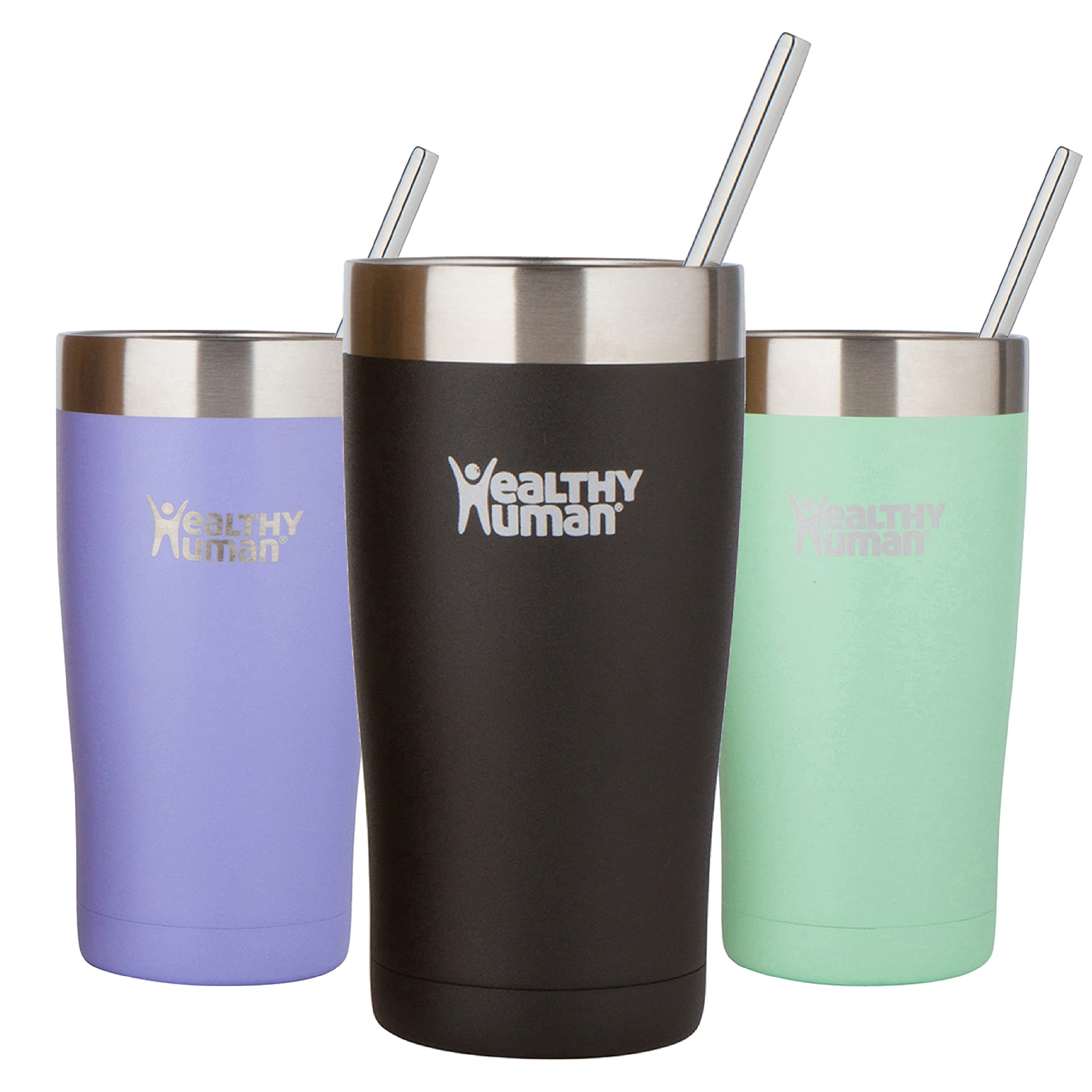 Healthy Human Stainless Steel Tumbler With Straw & Lid | Splash Proof Insulated Travel Cup | Eco-Friendly Coffee Tumblers | Wate