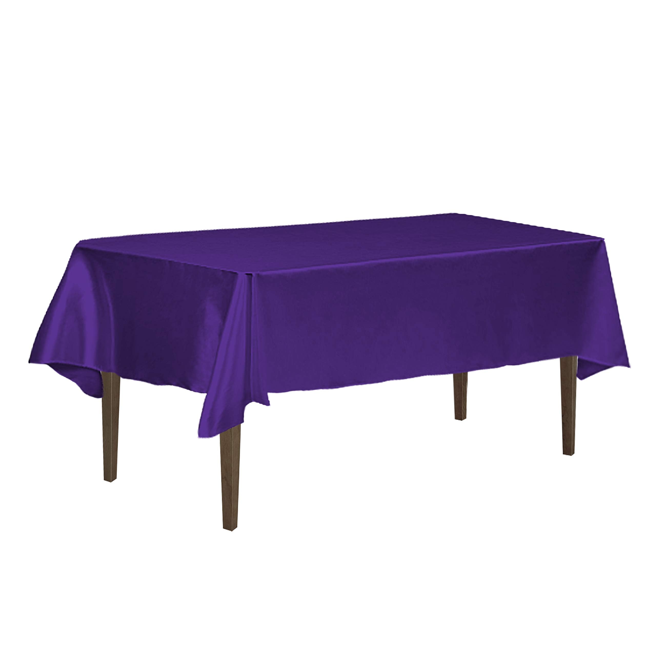 LinenTablecloth 60 x 126-Inch Rectangular Satin Tablecloth Purple