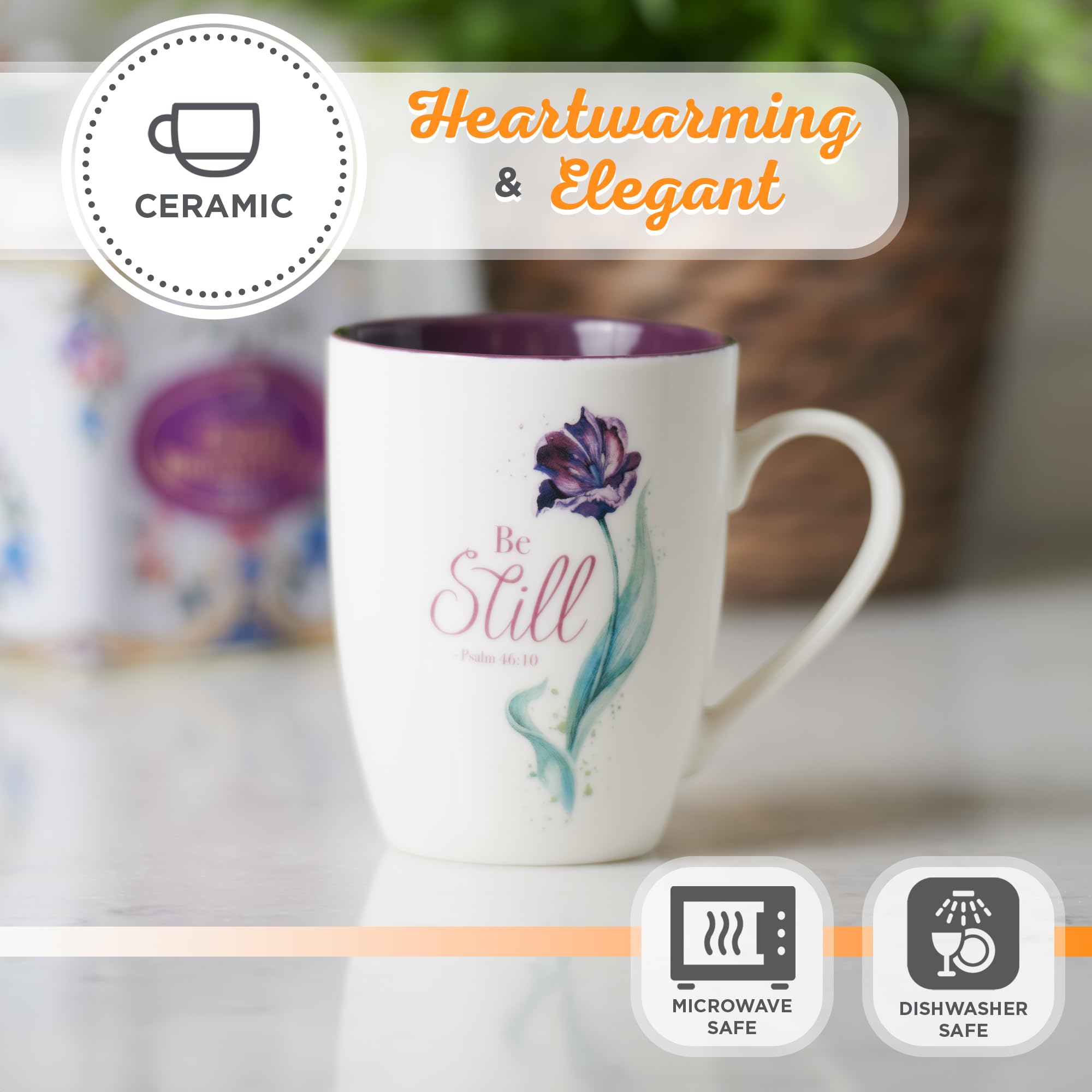 Christian Art Gifts Encouraging Scripture Ceramic Coffee & Tea Mug for Women: Be Still & Know Inspirational Psalm Bible Verse, M