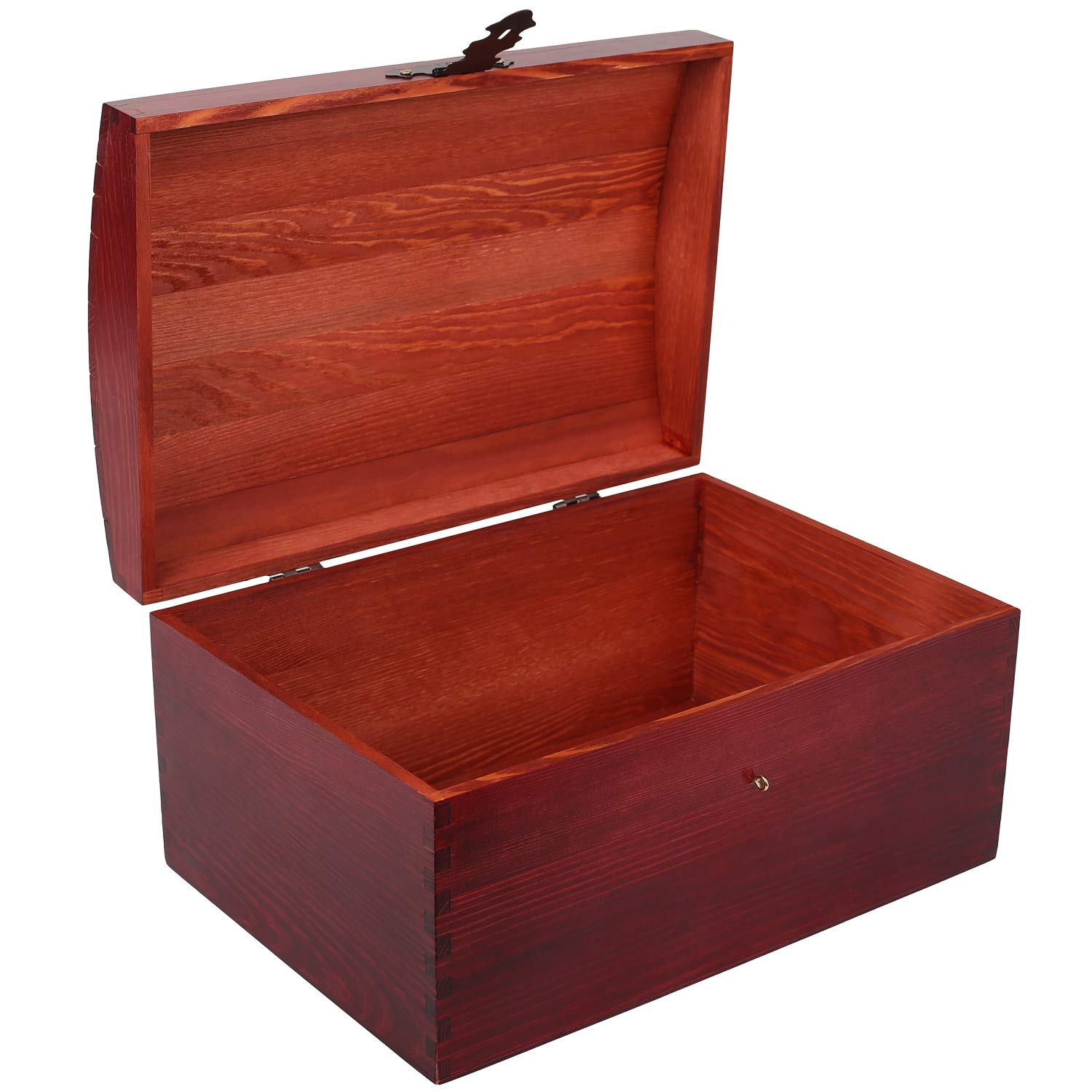 Creative Deco Large Wooden Storage Box Burgundy with Hinged Lid | 13.58x9.84x7.55in | Keepsake Treasure Chest Trunk | Memory Box