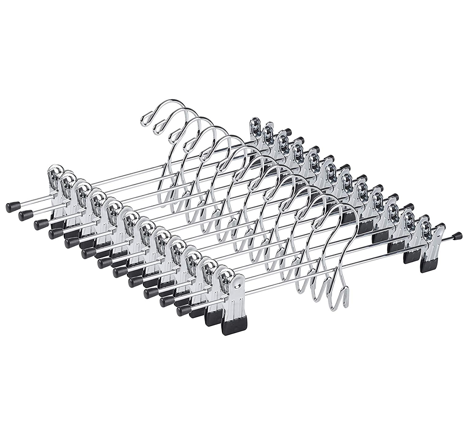 Amber Home 26 Pack Heavy Duty Add On Metal Pants Skirt Hangers, Stackable Add-On Metal Clothes Hangers With 2-Adjustable Clips,