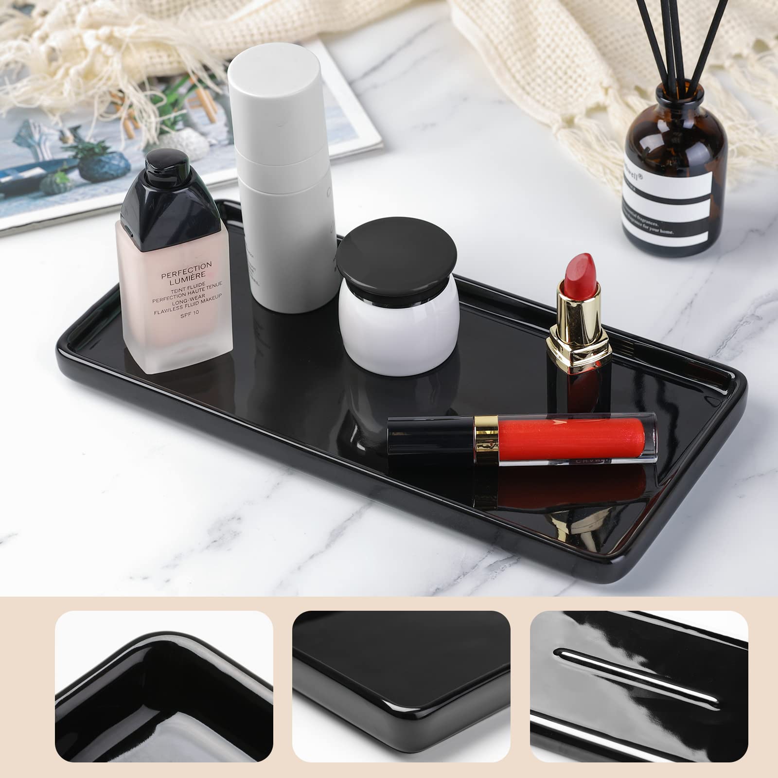 Gurygo 10 Bathroom Tray, Ceramic Vanity Tray For Bathroom, Small Ceramic Trays, Kitchen Soap Tray, Dish Soap Tray For Kitchen Co