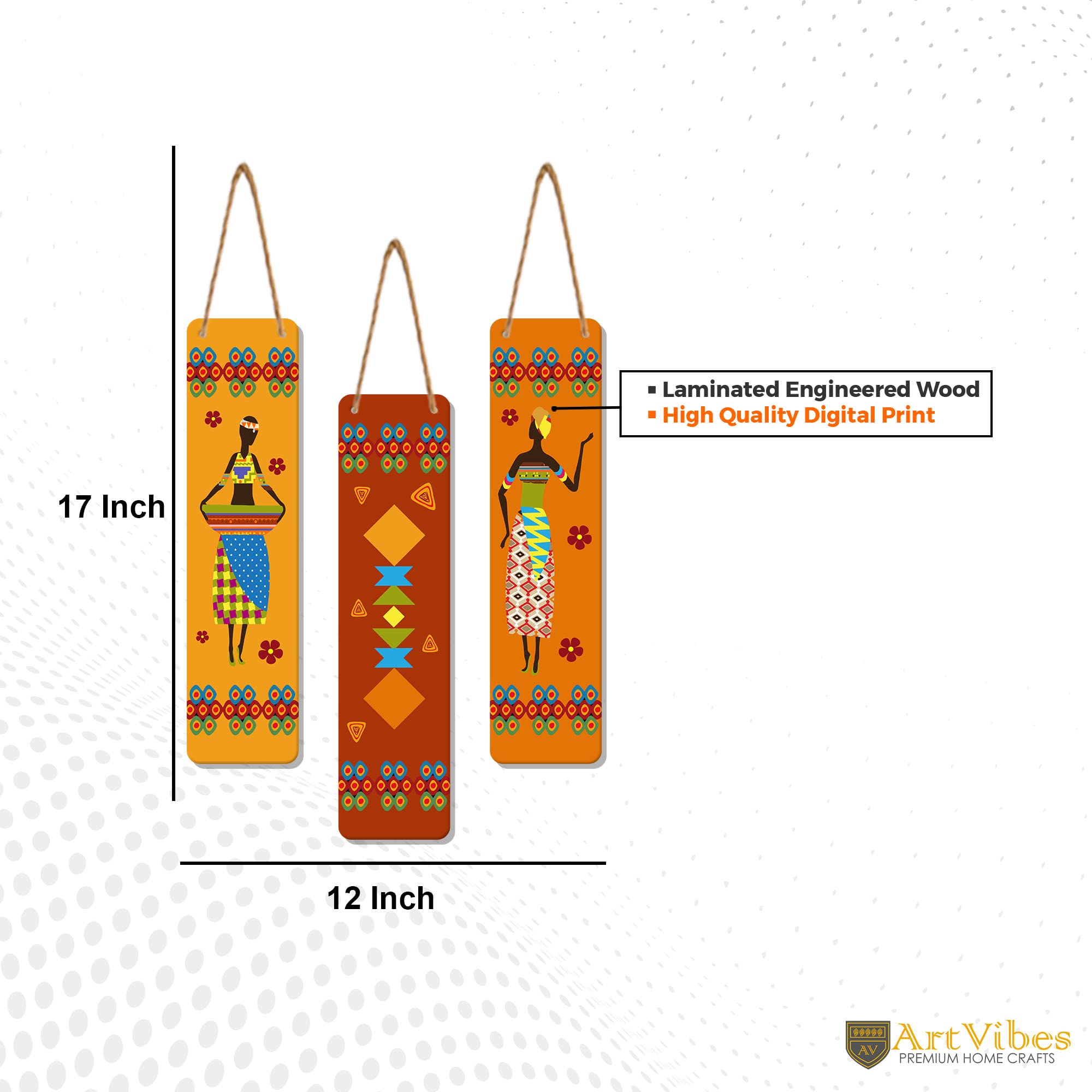 Artvibes African Warli Art Designer Wooden Wall Hanging Decoration Items for Home | Gifts | Bedroom | Wooden Wall Hanger | Mdf W