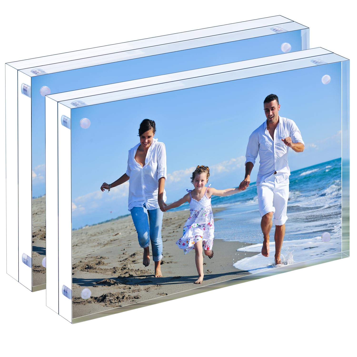 PITBVO Acrylic Picture Frame, 2pack 5x7 Inch Acrylic Photo Frames, Magnetic Picture Frame 12+12MM Thickness Clear Picture Frame,