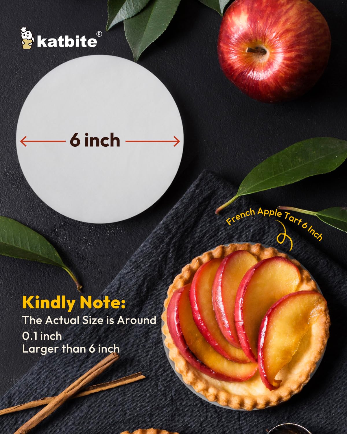 Katbite 6 Inch 200Pcs Parchment Paper Rounds, Round Baking Sheets Paper, Uses For Cake Baking, Patty Separating, Tortilla Wrappi