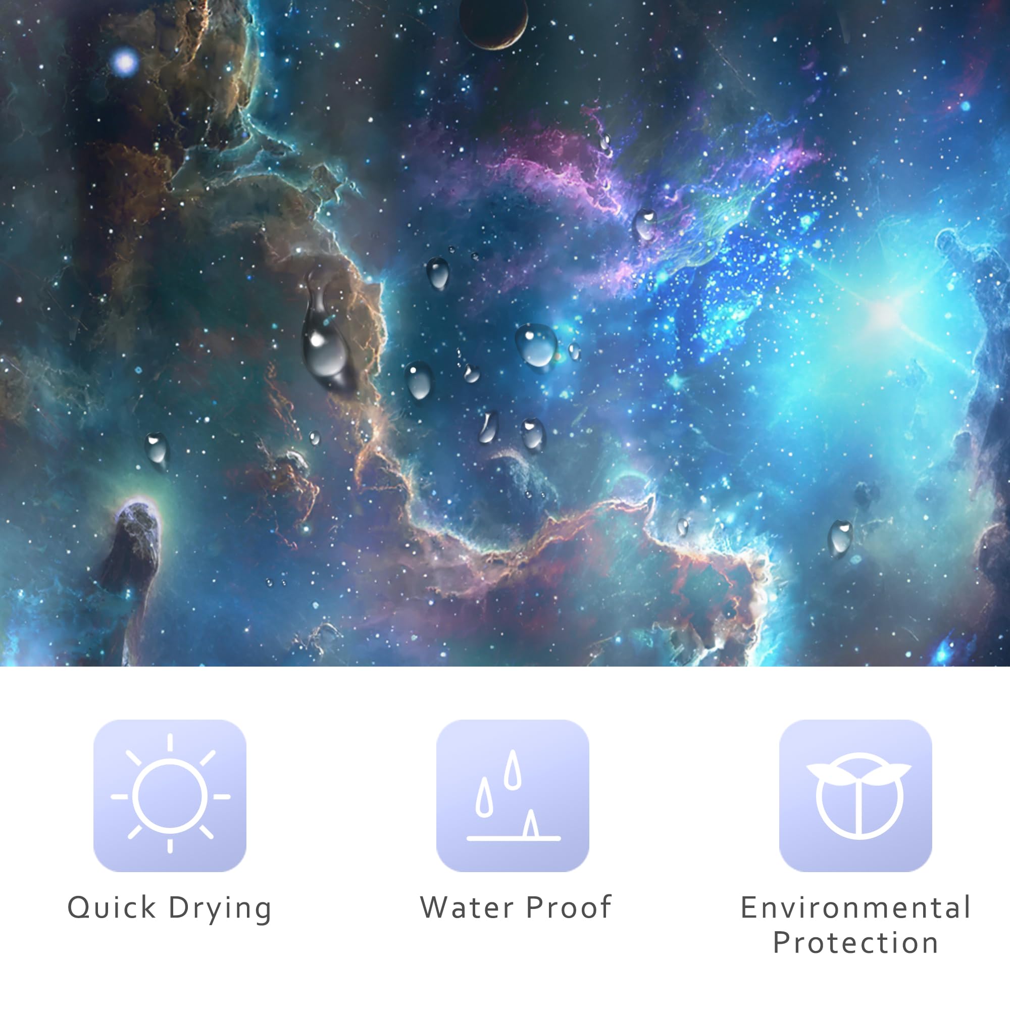 Riyidecor Galaxy Nebula Shower Curtain, 60"x72", Polyester, Waterproof, Kids Bathroom Decor, Model RYD-HRFXJ-73262