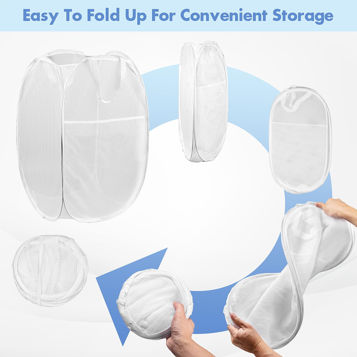 Ducoo Pop Up Laundry Hamper, 14.6 X 14.6 X 22.5 In, Mesh, Foldable, White