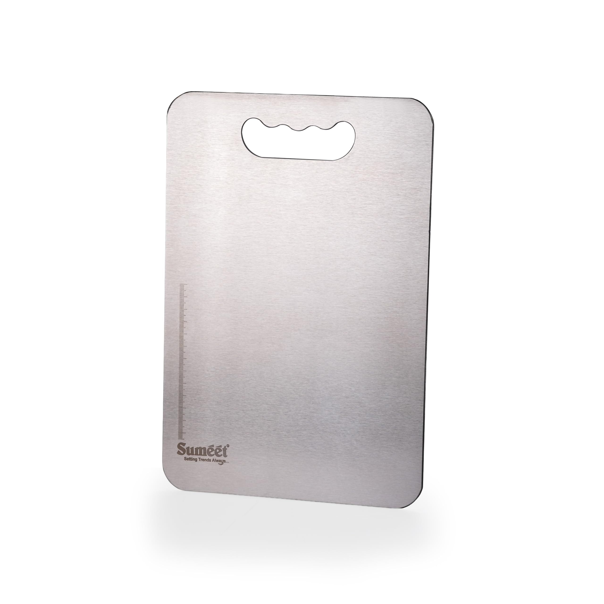 Sumeet Stainless Steel Medium Chopping Board| Rust-Proof  Dishwasher Safe |Heavy Duty and Durable for Vegetables  Fruits  kneading in Kitchen - 32.5cm x 22.5 cm  1.5mm Thick  Silver