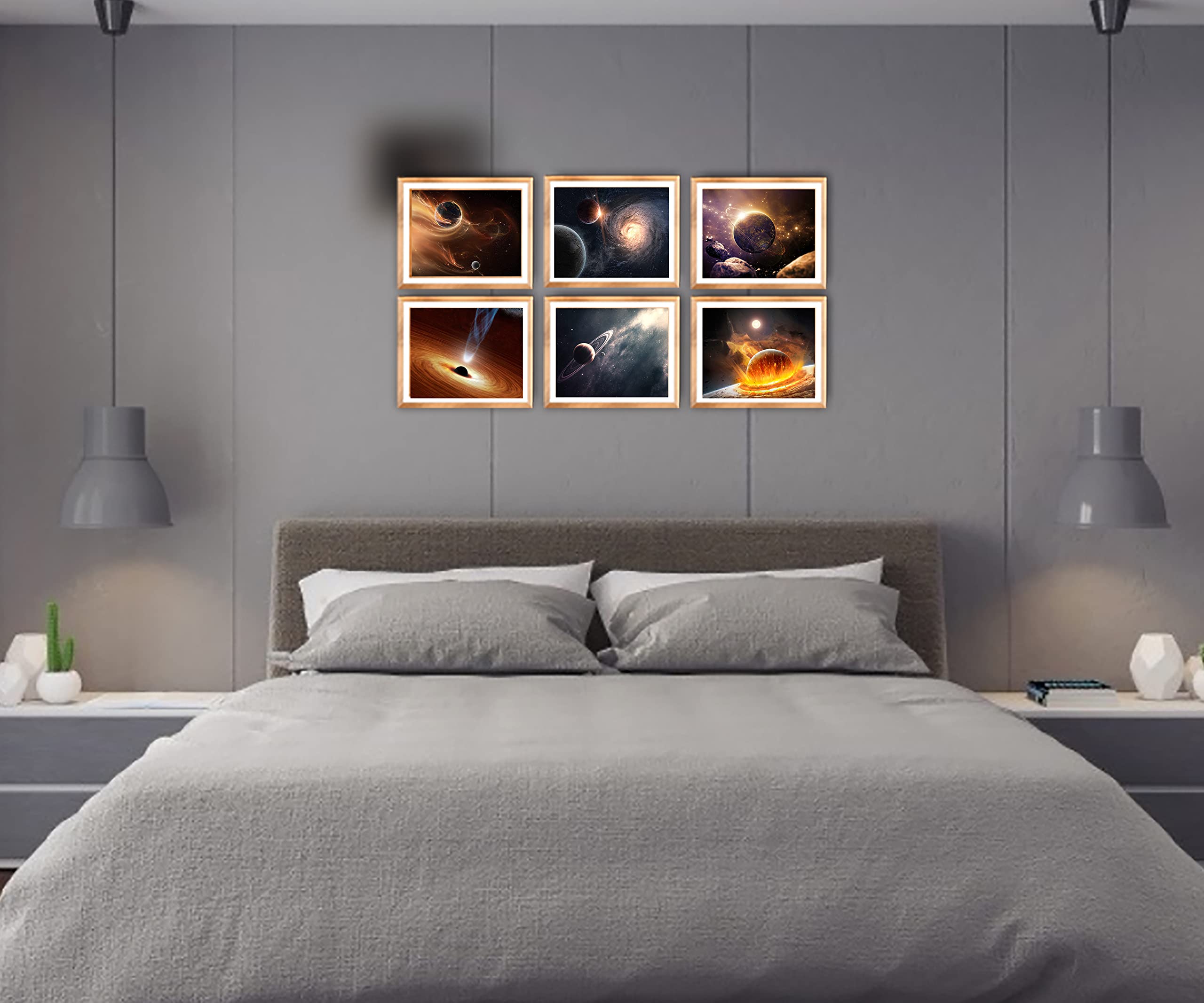 Pousrede Outer Space Planet Wall Art Painting,For Bedroom, Livingroom, Bathroom Decor ,Posters For Kids, Boys Or Girls Room Set