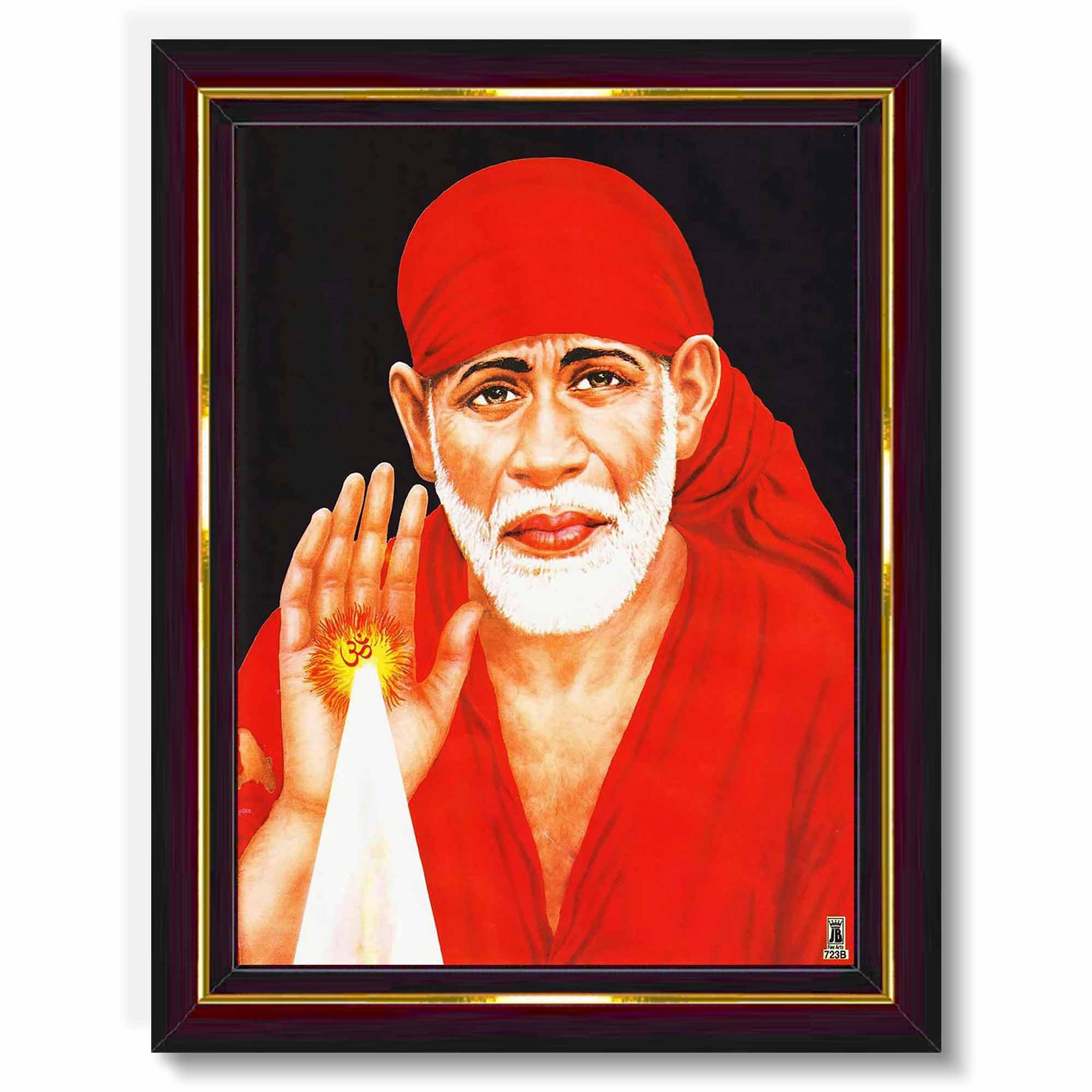 Pavan Photo Laminations Saibaba Sai Baba Shirdi Sainath Wall Painting Framed Home Decor (Wood,Matte,Brown,Big Size,10 X 12 Inch)