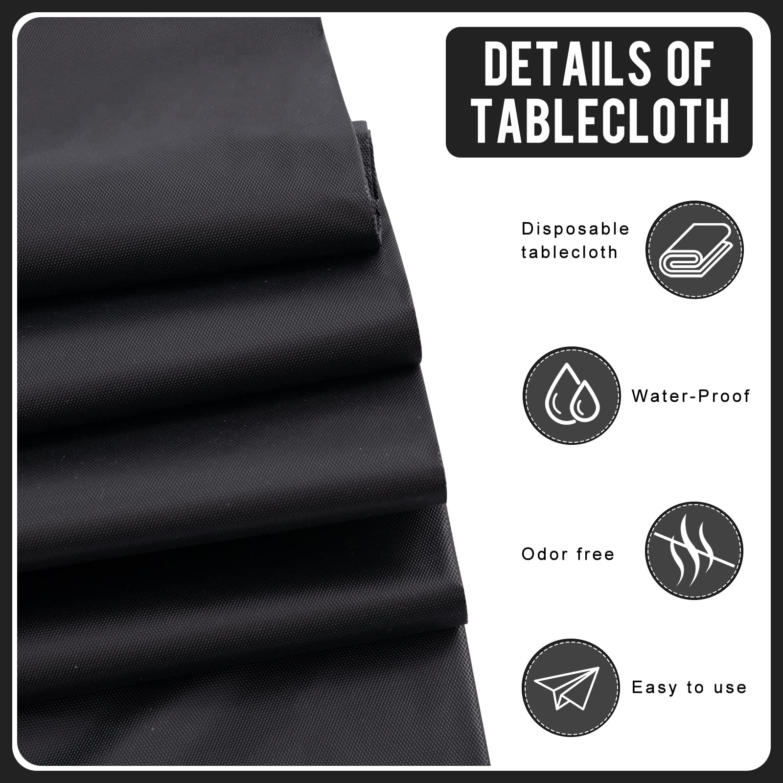 Eleclassi Black 12 Pack Premium Round Disposable Plastic Tablecloth - 84 Inch Round Plastic Table Cloths For Parties Disposable