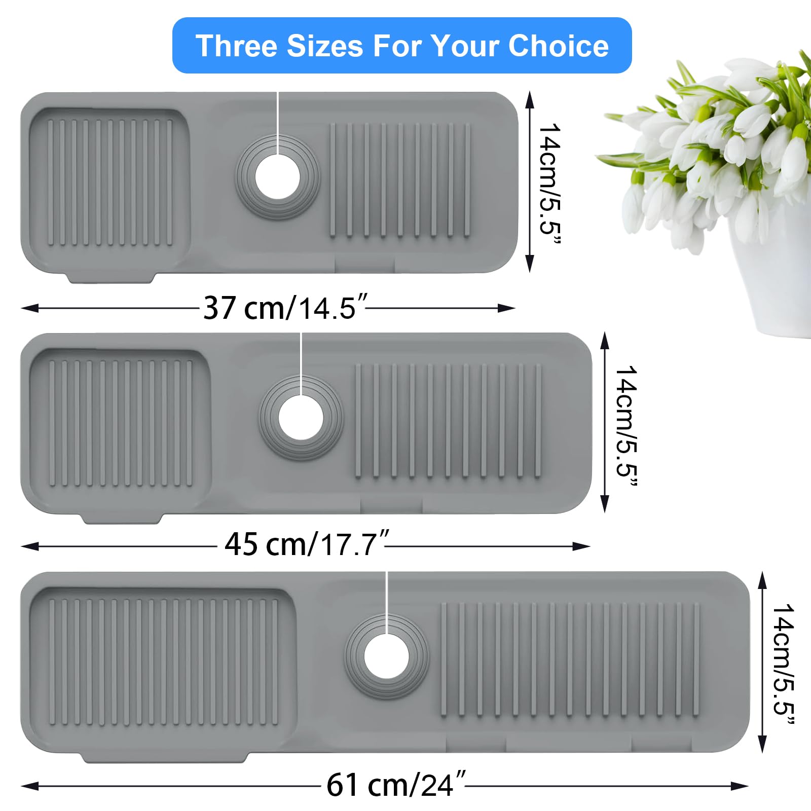 Kitchen Sink Splash Guard, Silicone Draining Mat For Kitchen Sink Sponge Holder Drying Mat For Kitchen Counter Faucet Handle Dri