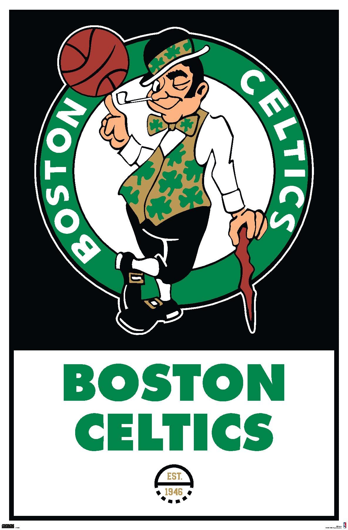 Trends International Nba Boston Celtics - Logo 21 Wall Poster, 14.725'' X 22.375'', Premium Unframed Version