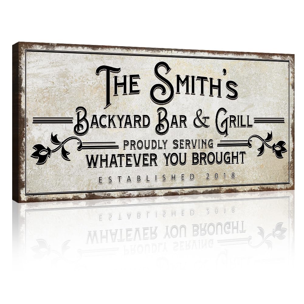 Tailored Canvases Bar Sign Custom Decor - Backyard Bar And Grill Proudly Serving Whatever You Brought - Canvas Wall Art Printabl
