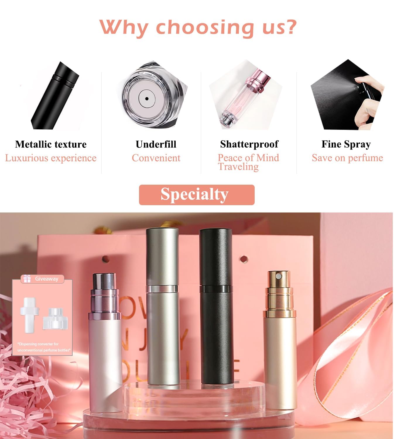 Muilsae Aa00Bk Perfume Refillable Bottle 5Ml Bottom Refill Portable Purse Atomizer, Cologne Travel Perfume Spray Bottle For Outg