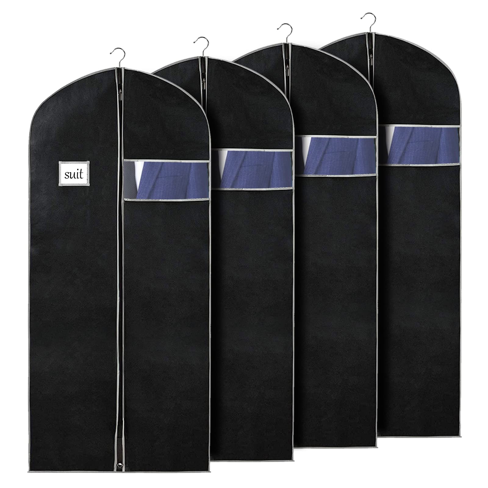 Syeeiex 60'' Garment Bag, Set Of 4 Suit Bag, Garment Bags For Hanging Clothes, Suit Covers Bags For Men Or Women, Dress Bags For