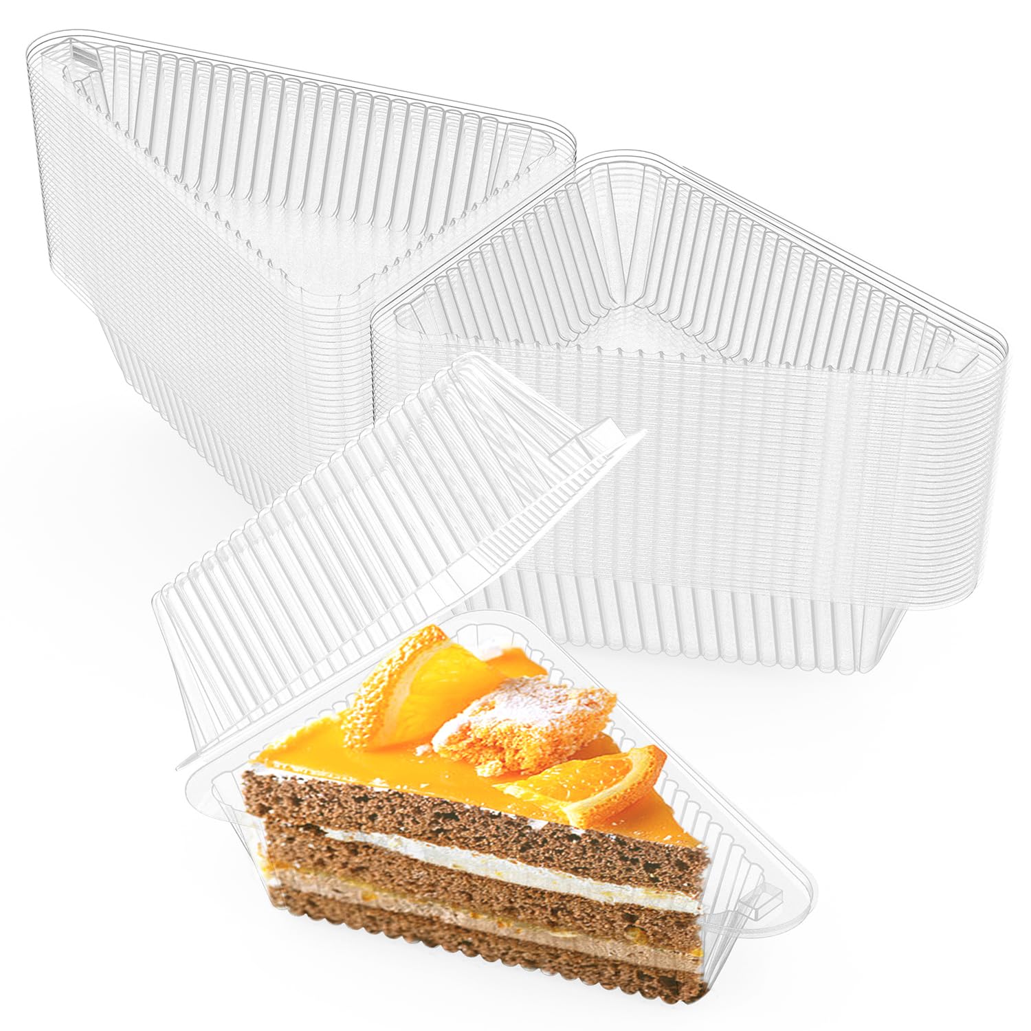 Goiio 200 Pieces Cake Slice Plastic Containers