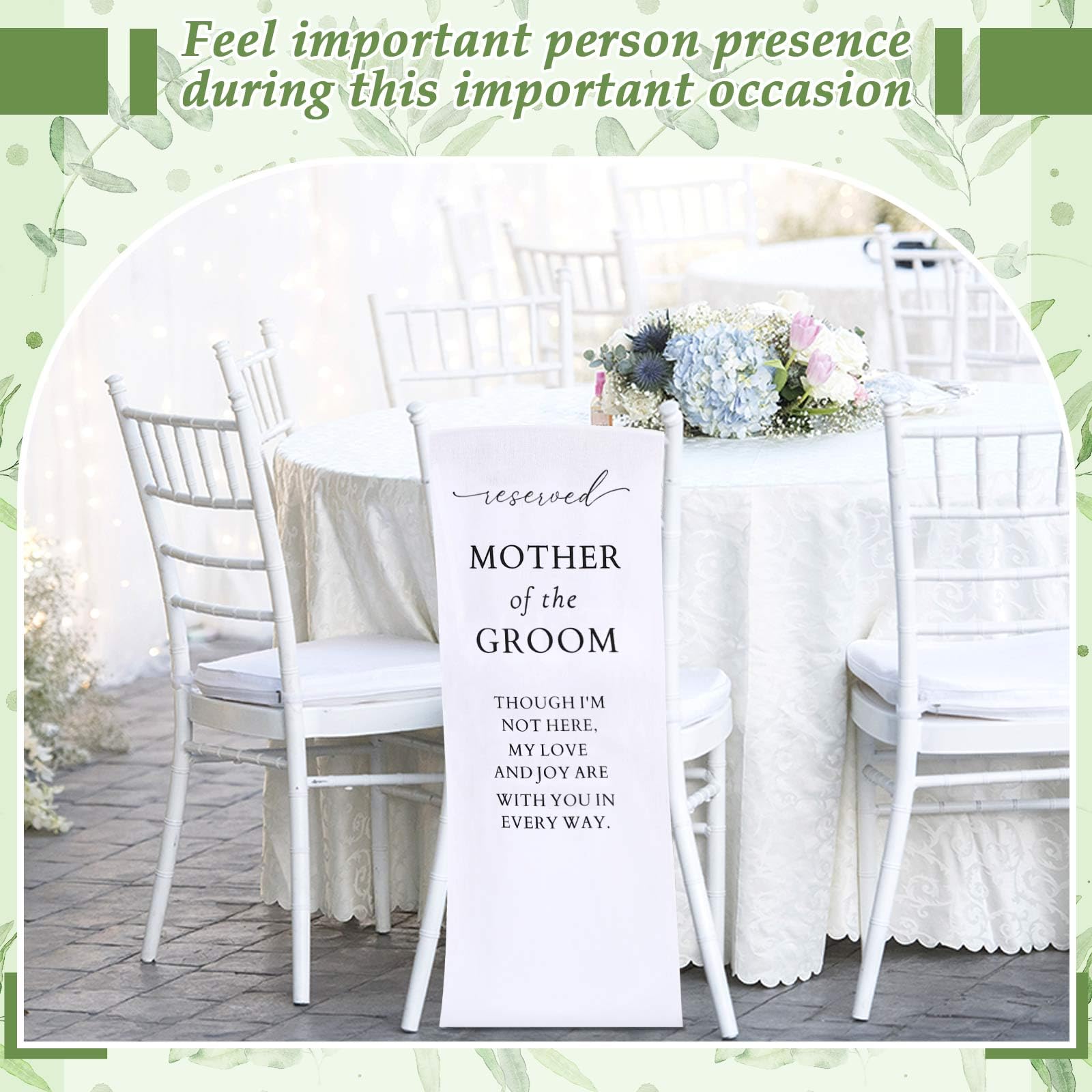 HunnmingRe Mother of the Groom Wedding Memorial Reserved Chair Sign Banner in Loving Memory of Parents Celebrating from Heaven W