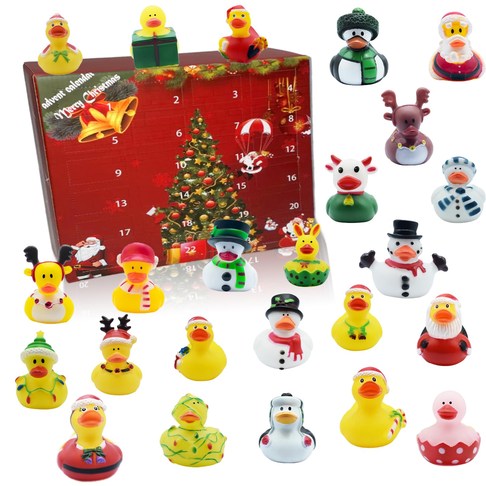 Christmas Advent Calendar 2024 Christmas Rubber Ducks Advent Calendar for Kids, 24 Days Xmas Countdown Calendar, Christmas Party