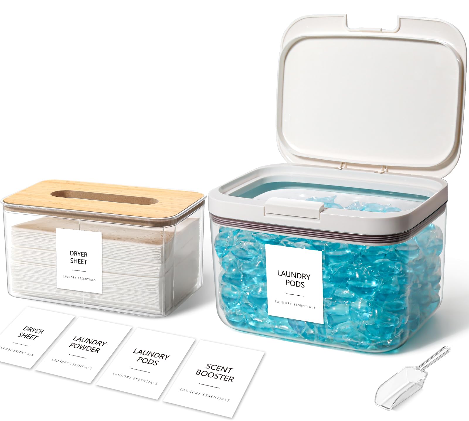 Alpiriral Dryer Sheet Holder And Laundry Pods Container, 2 Pack Laundry Powder Dispenser For Laundry Room Organization Decor, Pl