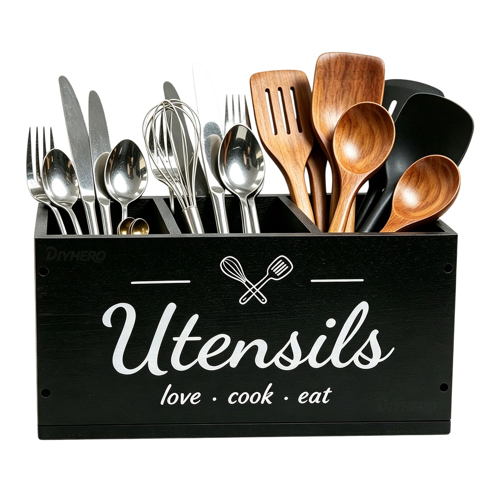 Lifegulf Kitchen Utensil Holder,Countertop Utensil Organizer 3 Compartments