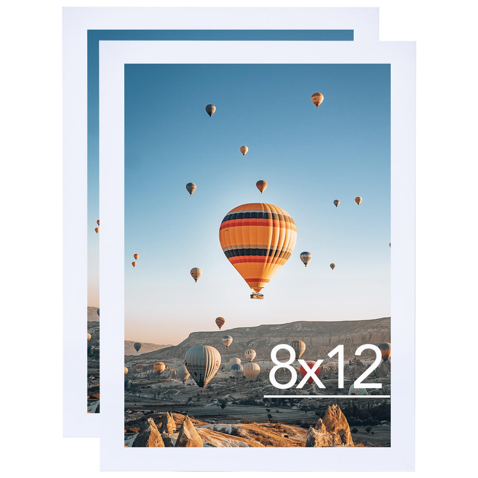 JCJMY 8x12 Picture Frame Set of 2 White for Wall Hanging or Tabletop- Wall Mounting Horizontally or Vertically, 8 x 12 Wall Gall